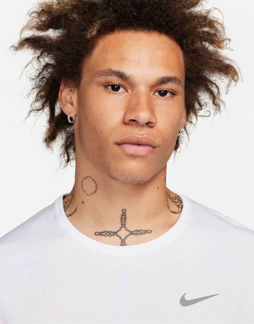 Nike Running Dri-FIT Miler long sleeve top in white  Product Image