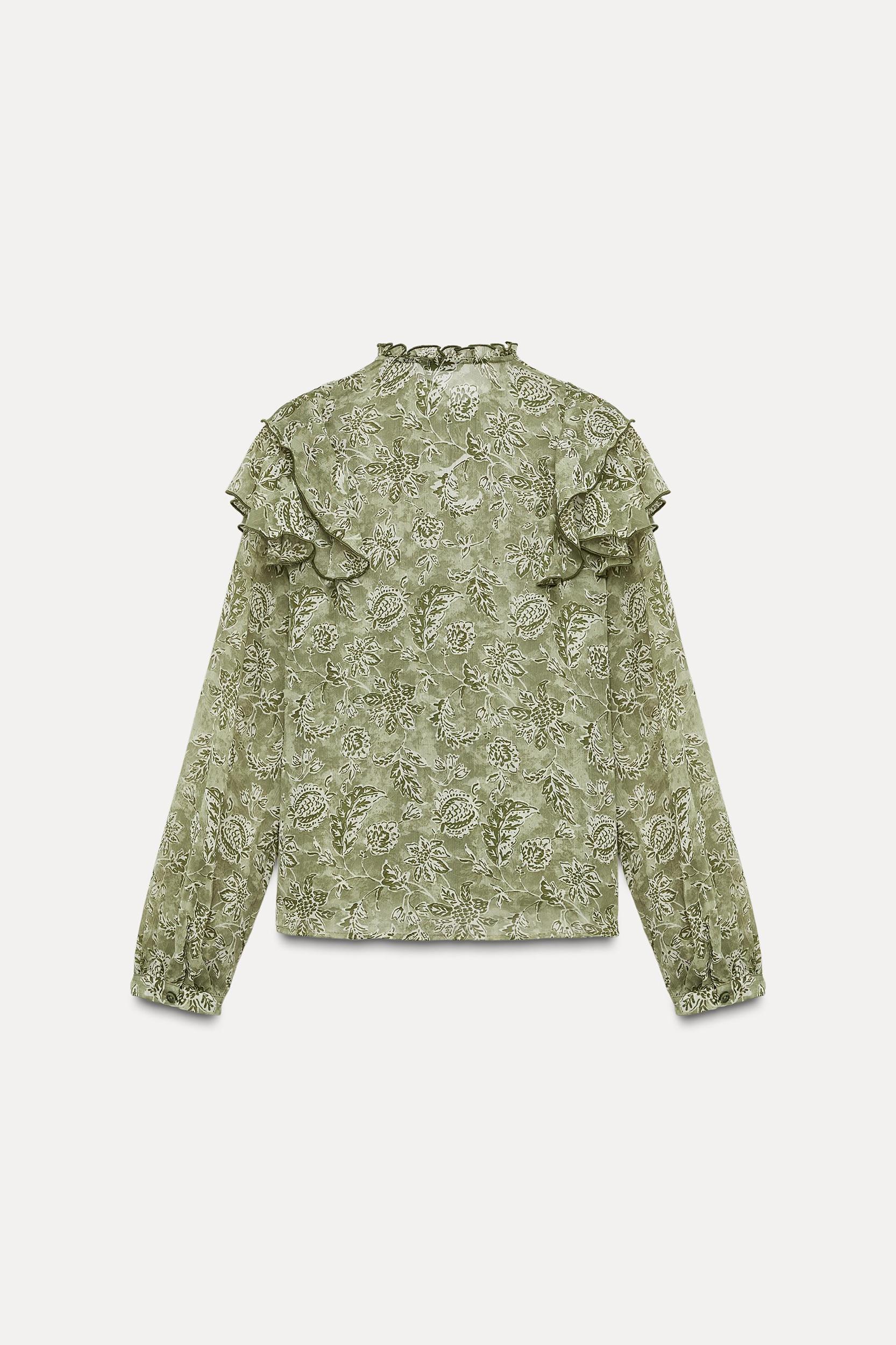RUFFLED PRINT BLOUSE Product Image