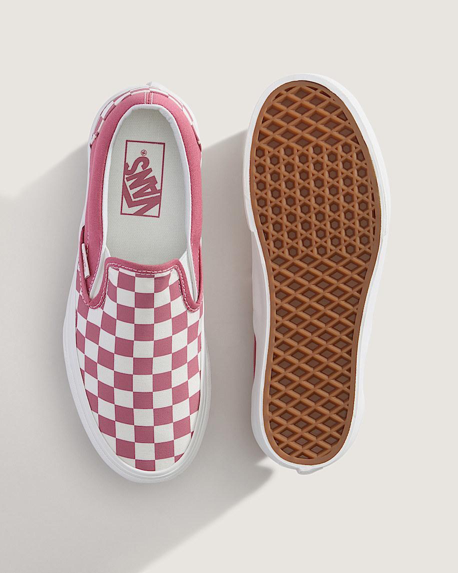Classic Slip-On Platform Checkerboard Shoe in Mauvewood Pink / White| Vans US Product Image