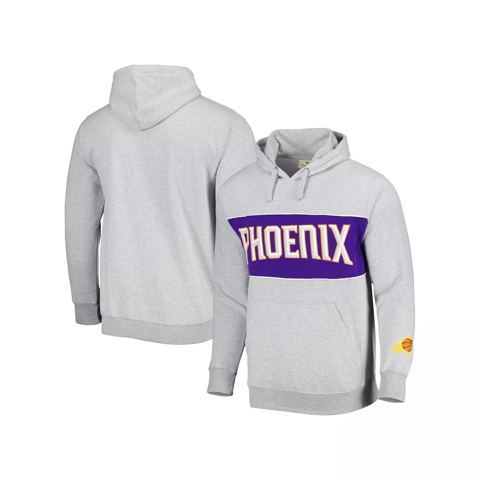Men's Fanatics Branded Heather Gray Phoenix Suns Wordmark French Terry Pullover Hoodie, Size: Medium, Phx Grey Product Image