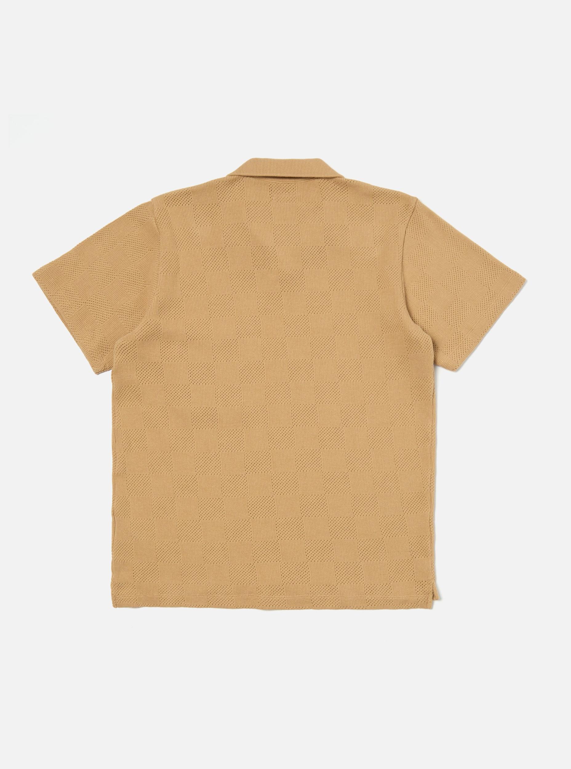 Universal Works Vacation Polo in Sand Fantasy Checkerboard Product Image