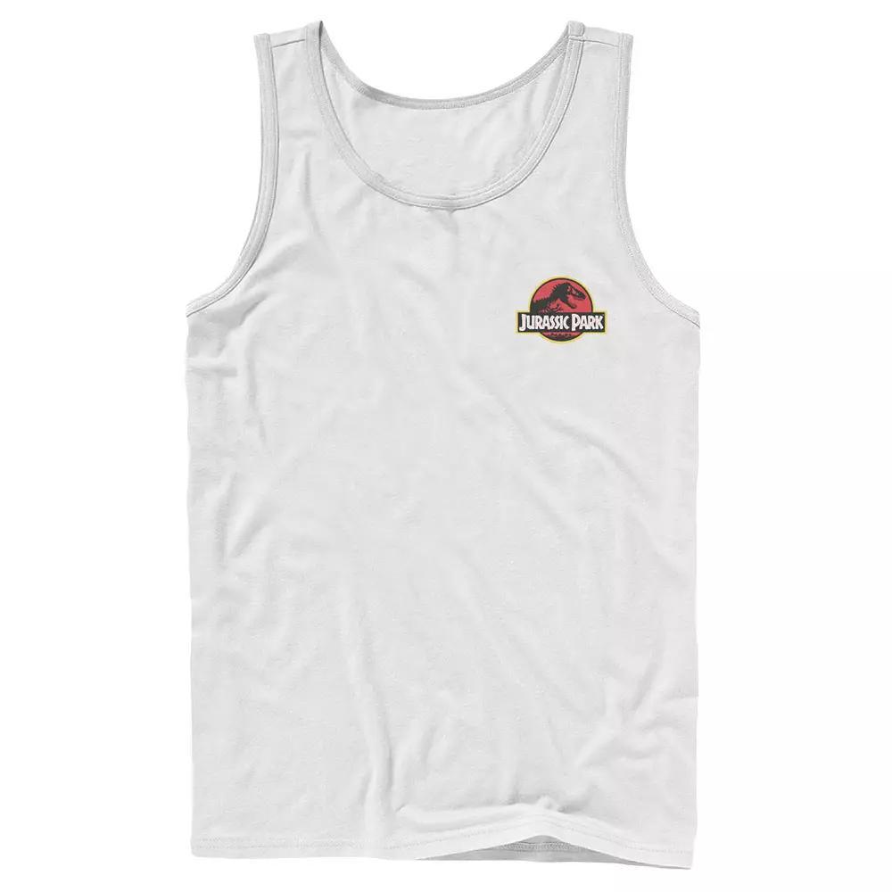 Mens Jurassic Park Logo Red & Yellow Pocket Tank Top, Men's, Size: Large, Athletic Grey Product Image