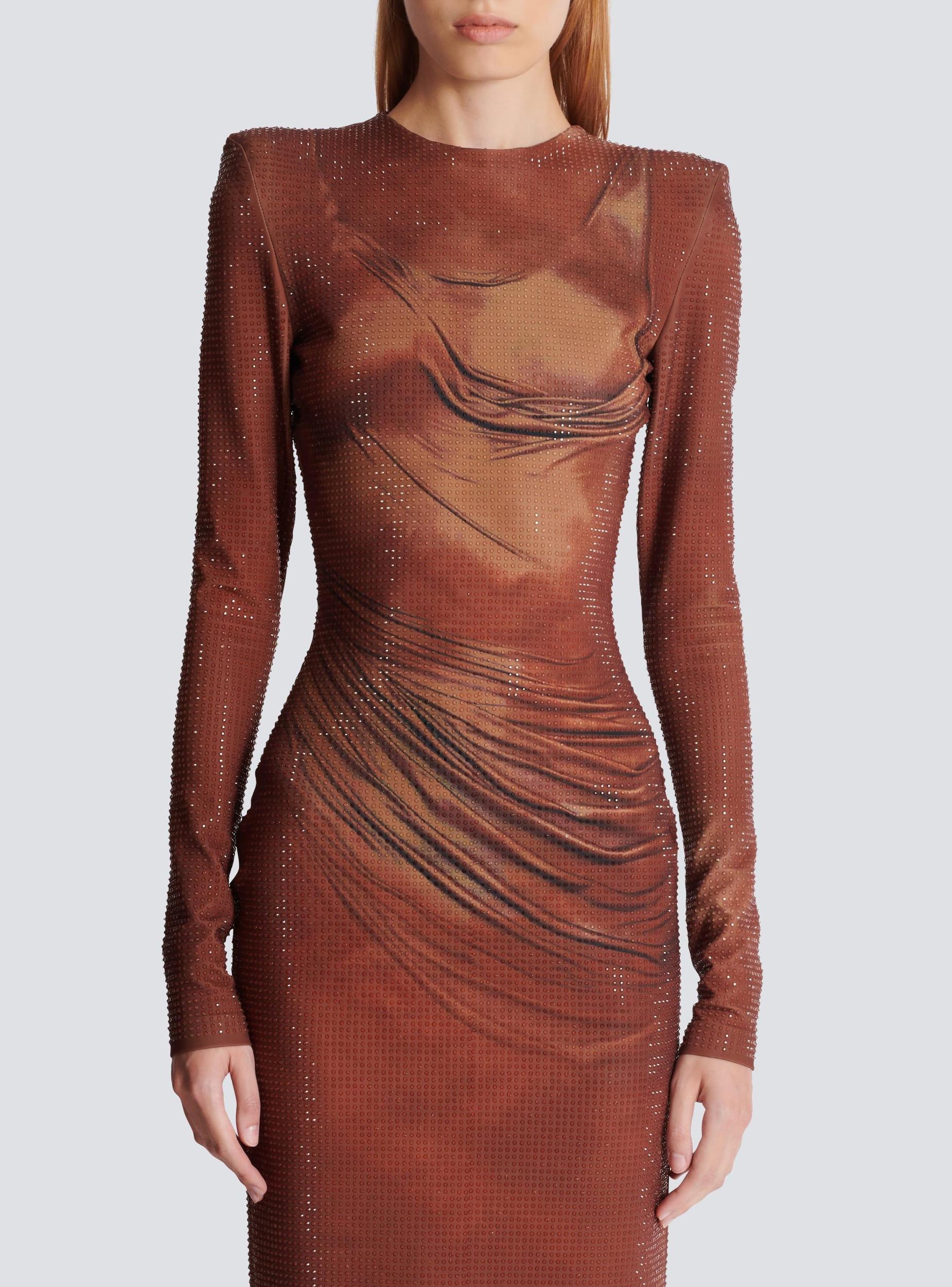 Printed long rhinestone dress Product Image