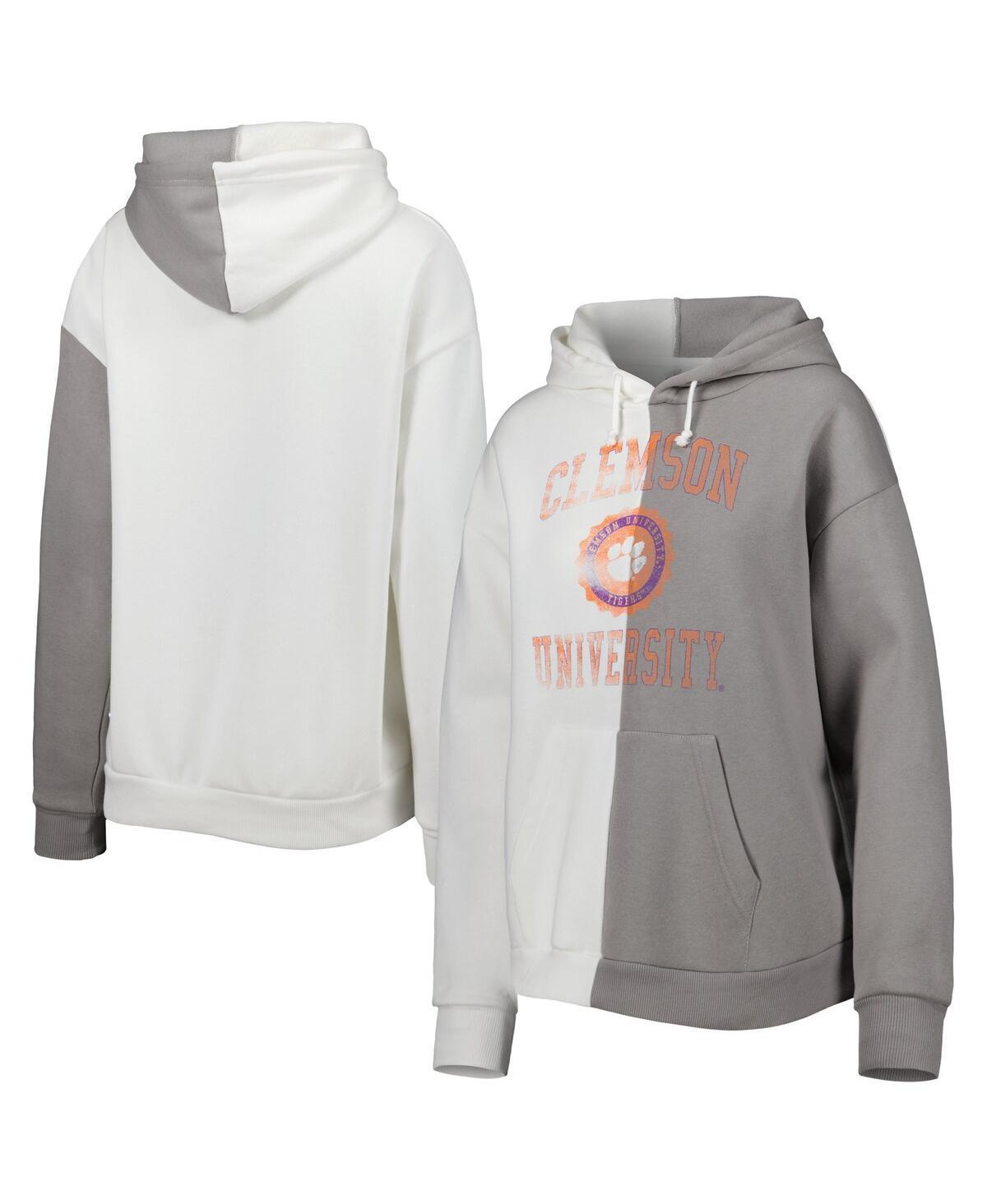 Women's Gameday Couture Gray/White Clemson Tigers Split Pullover Hoodie, Size: 2XL Product Image