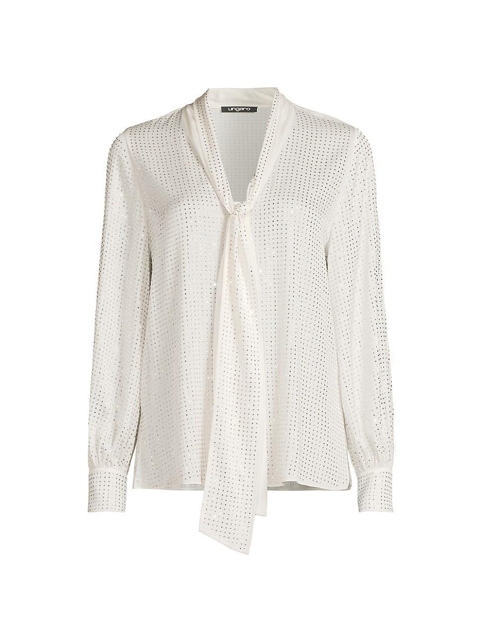 Womens Isla Embellished Stretch Silk Tieneck Blouse Product Image