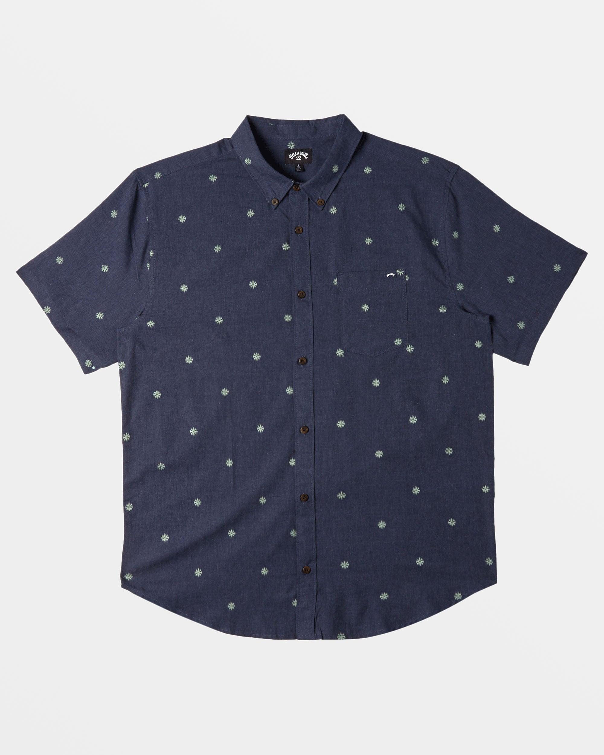 All Day Jacquard Short Sleeve Shirt - Dusty Navy Male Product Image