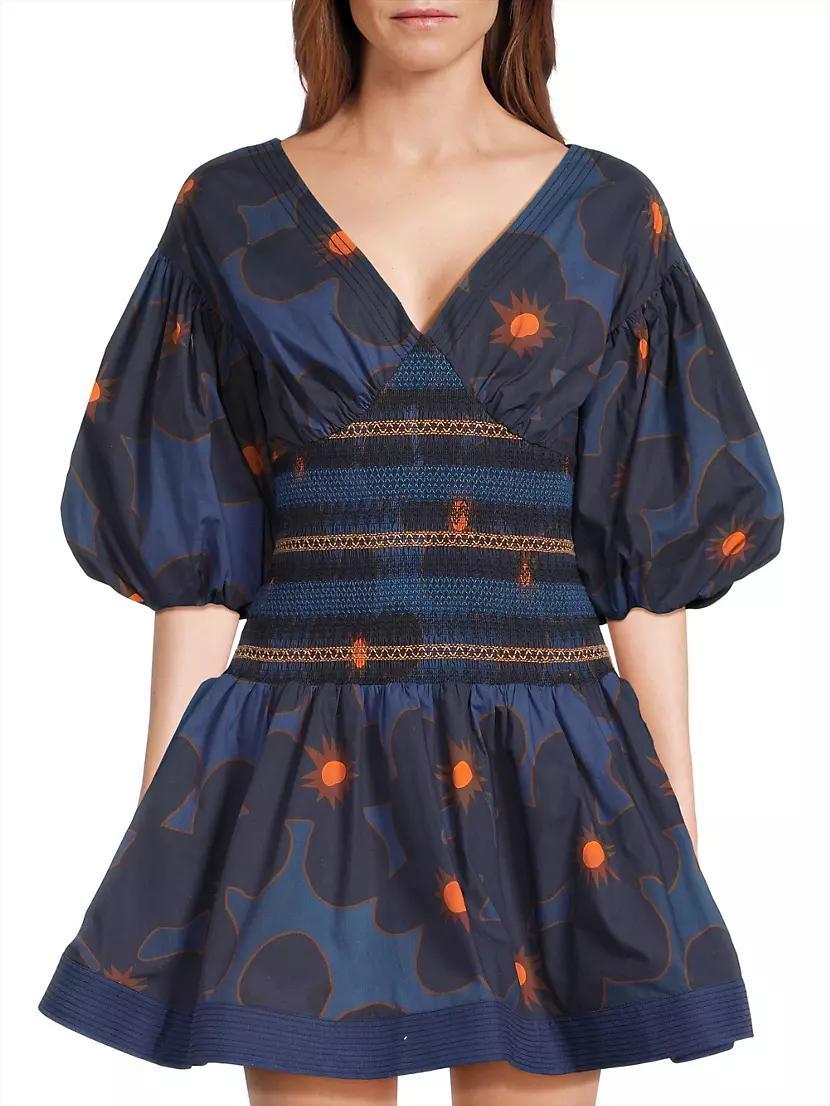 Floral Cotton V-Neck Minidress Product Image