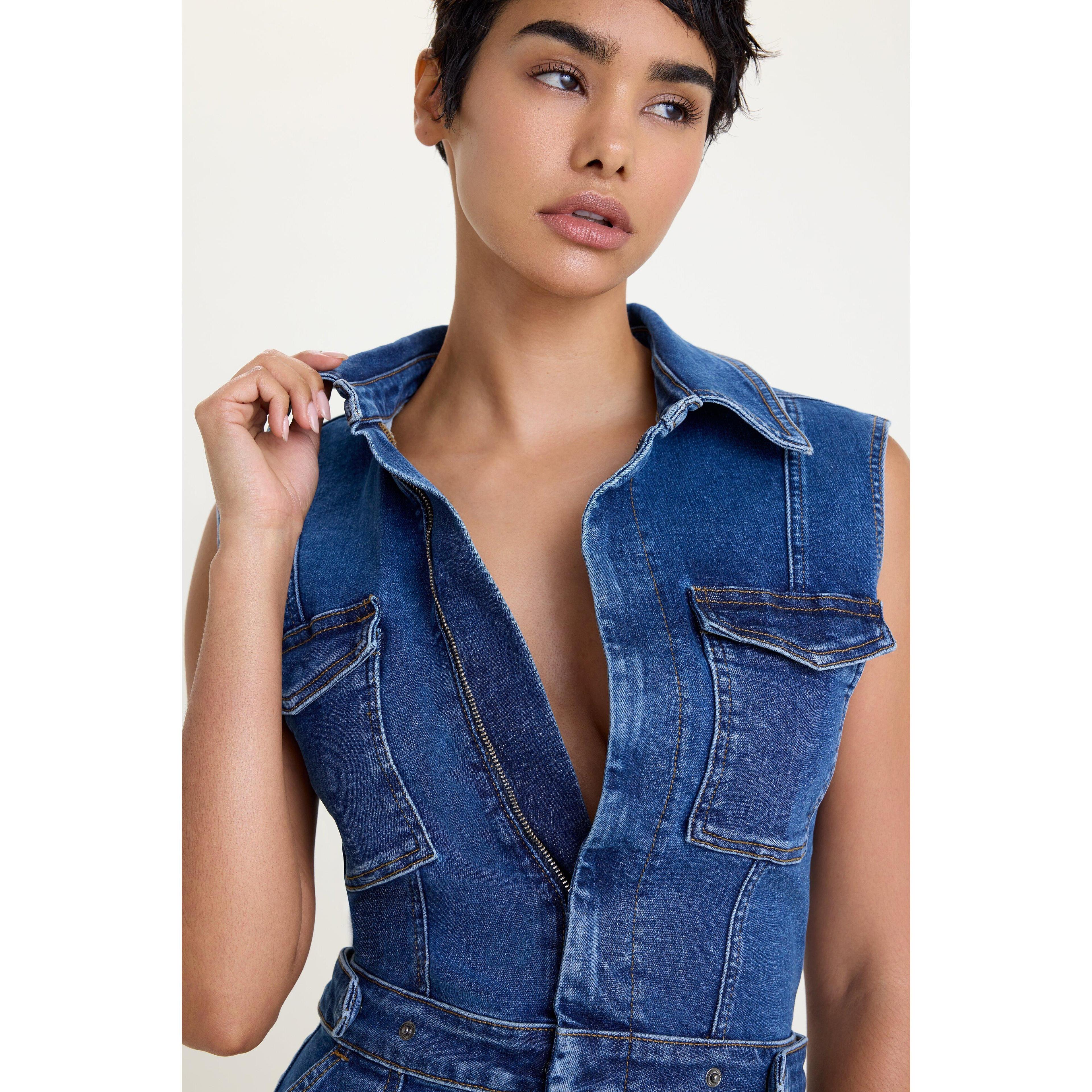Womens Fit For Success Sleeveless Mini Dress | , 4 | Good American by Khlo Kardashian Product Image