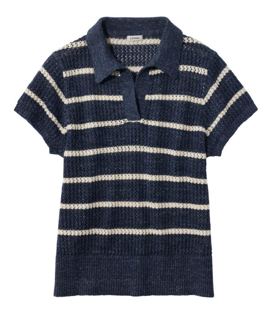 Women's Organic Cotton Slub Pointelle Sweater, Polo Product Image