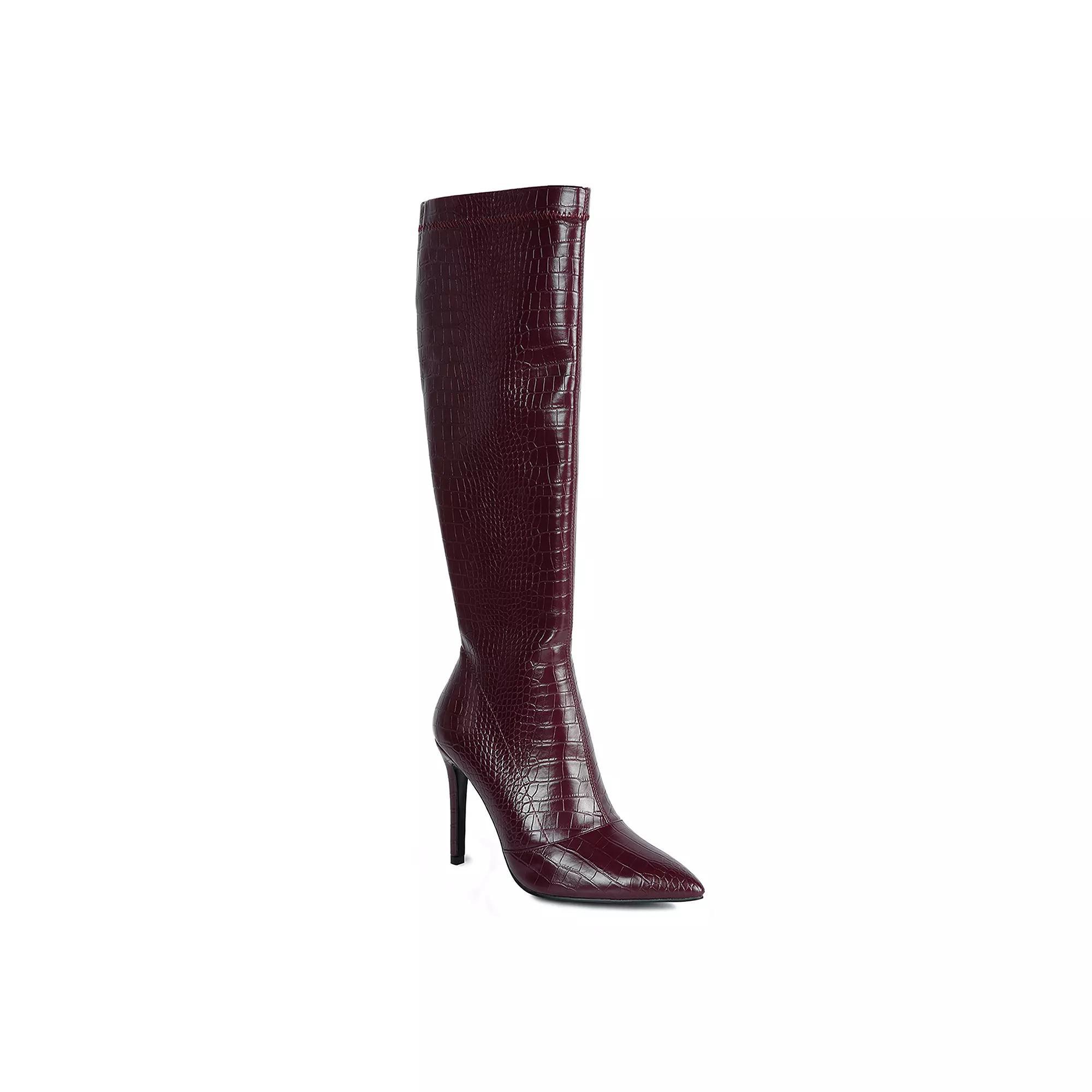 London Rag Wheedle Women's Heeled Mid Calf Boots, Size: 5, Red Product Image