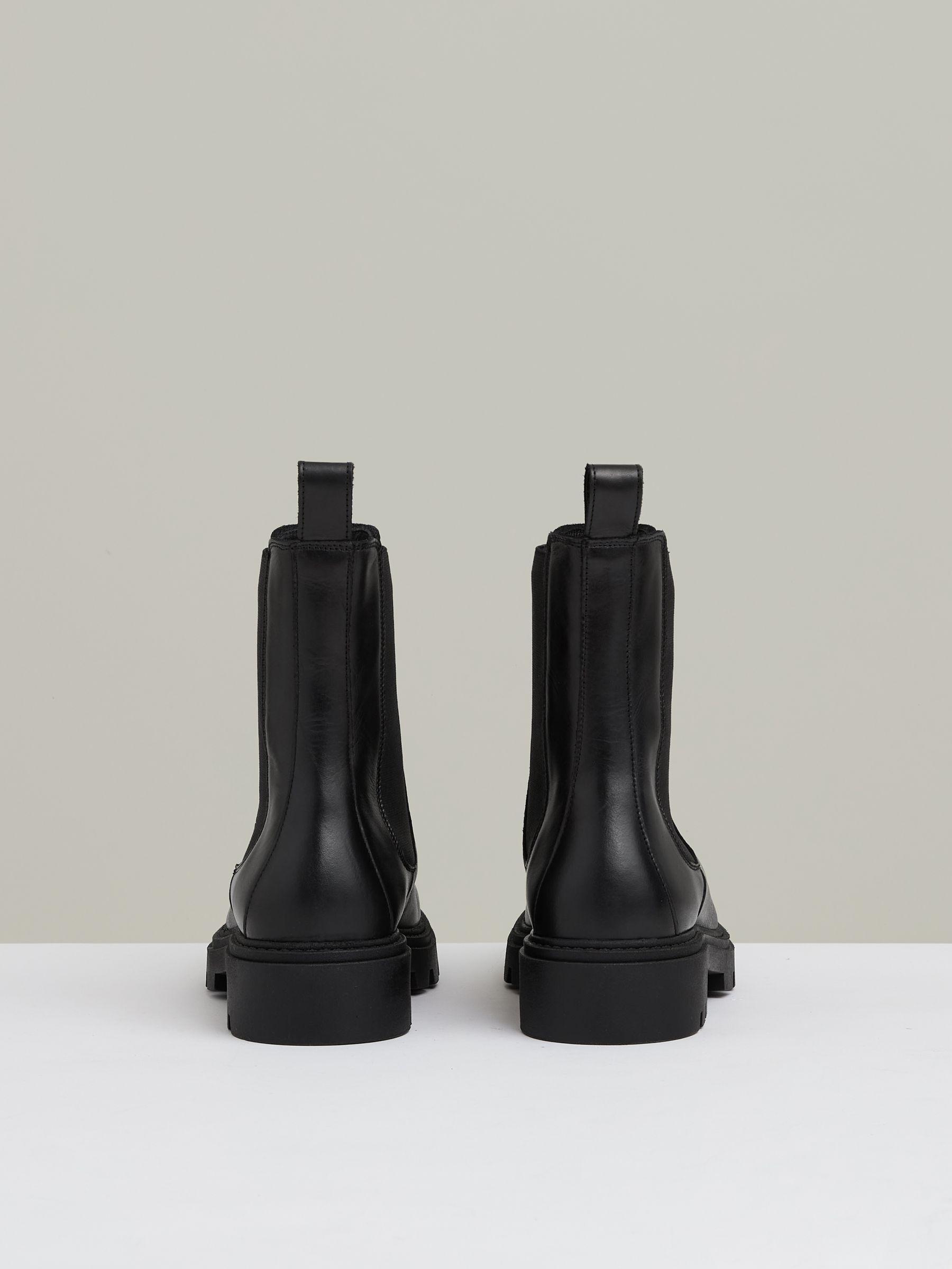 Leather Cleated Sole Chelsea Boots in Black Product Image