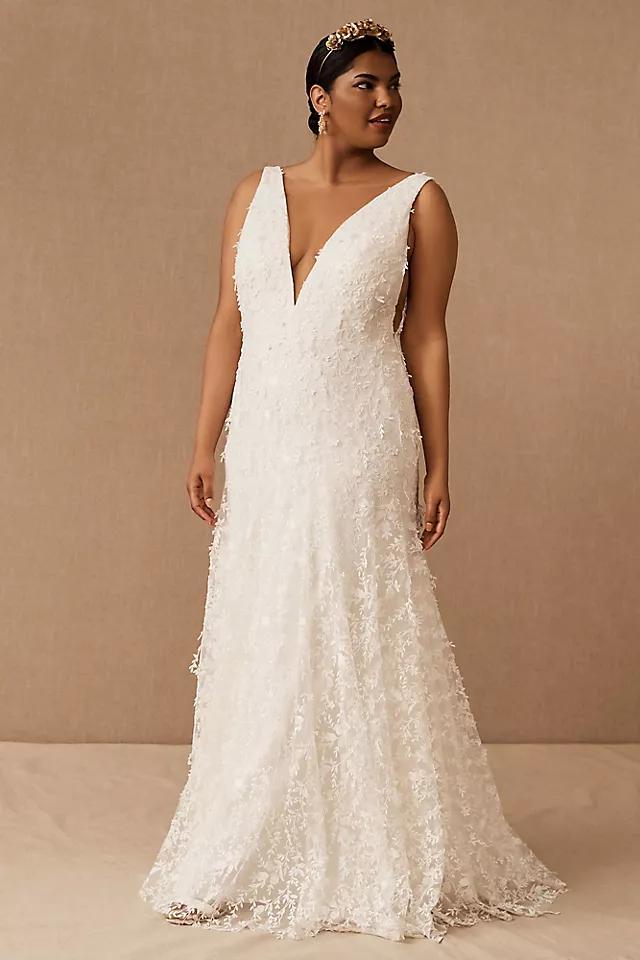 Jenny by Jenny Yoo Lourdes V-Neck Convertible-Sleeve Lace Wedding Gown Product Image