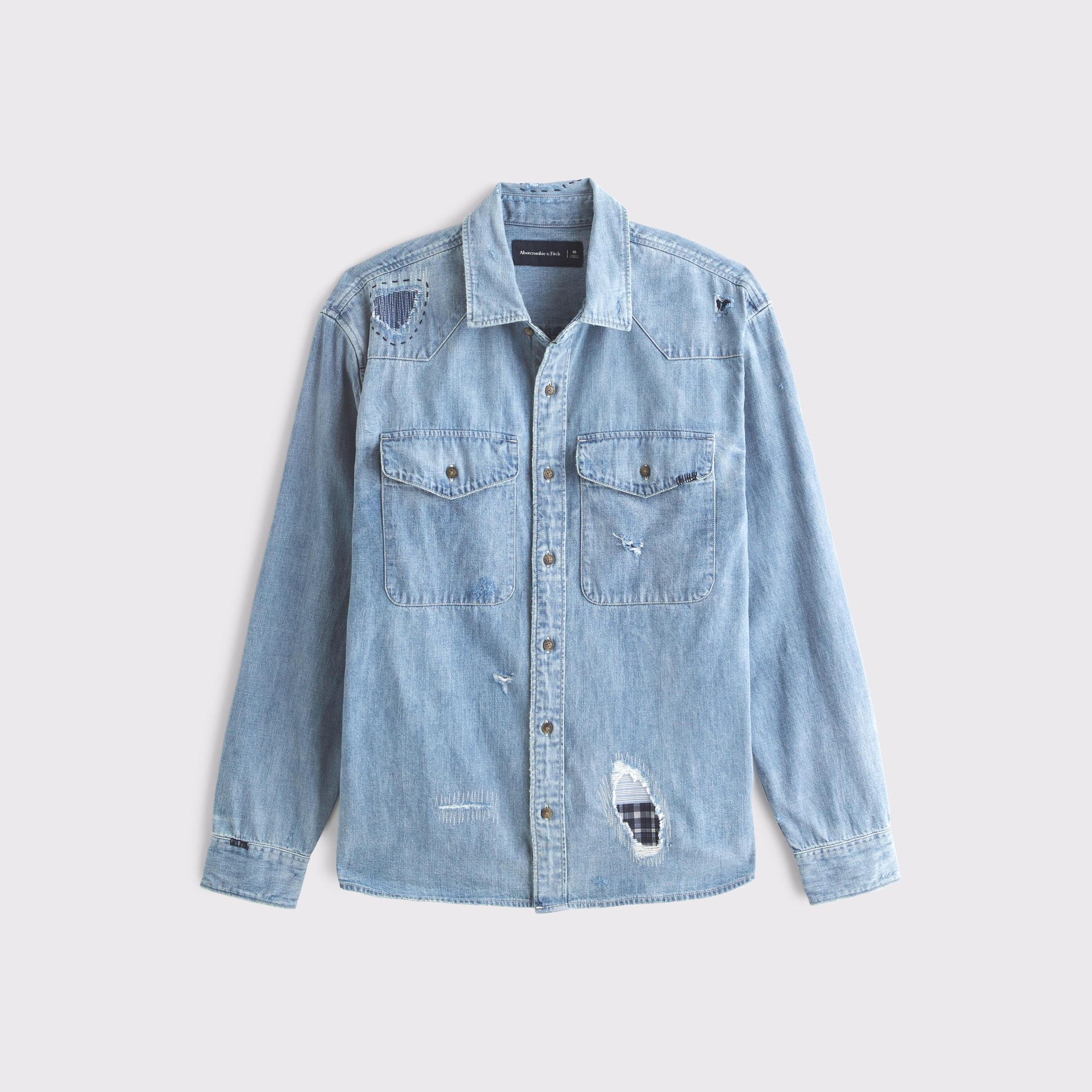 Denim Button-Up Shirt Product Image