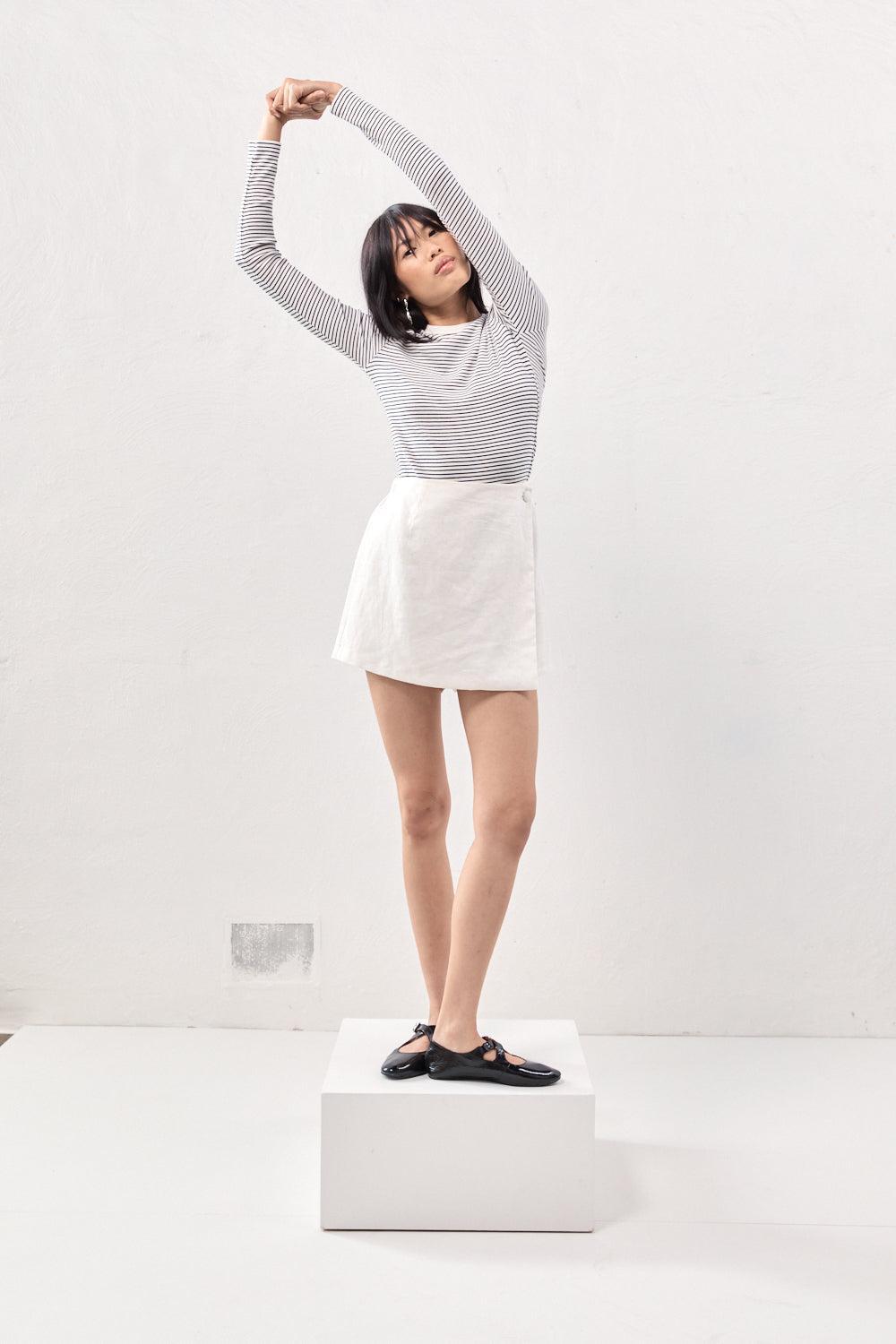 Jardin Linen Mini Skort White Product Image