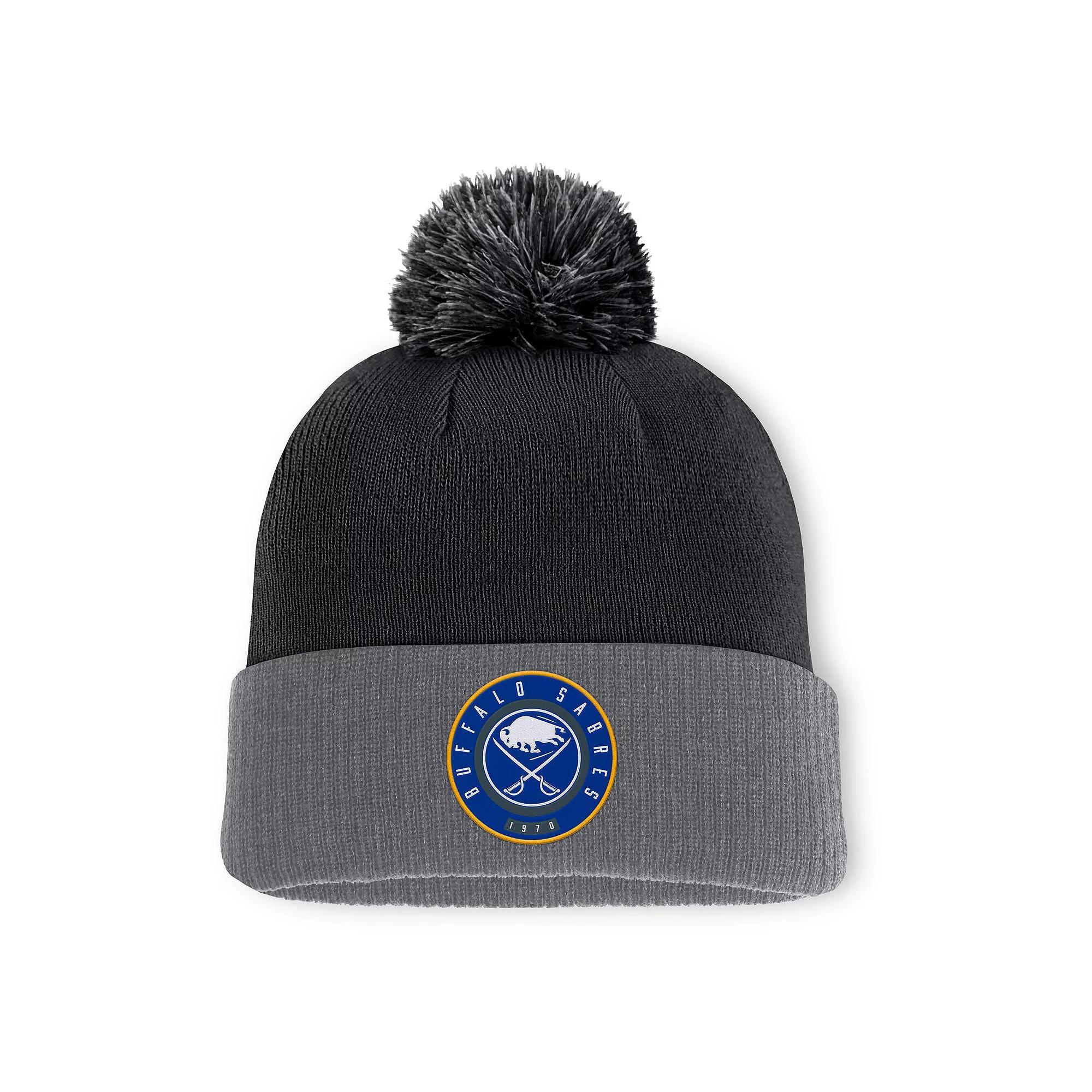 Men's Fanatics  Black Philadelphia Flyers Cuffed Knit Hat with Pom, Fly Black Product Image