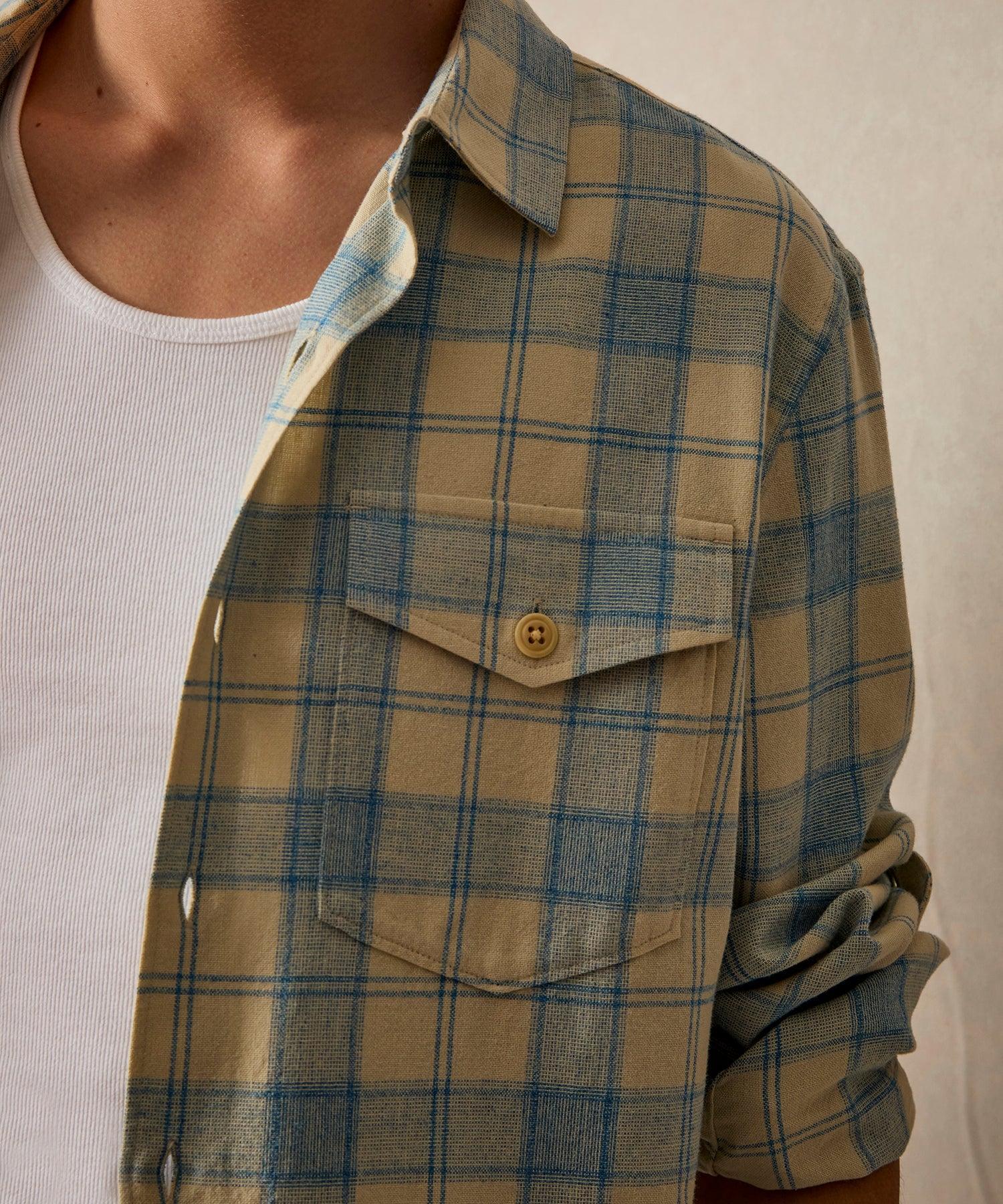 Peached Cotton Lodge Shirt in Blue Plaid Product Image