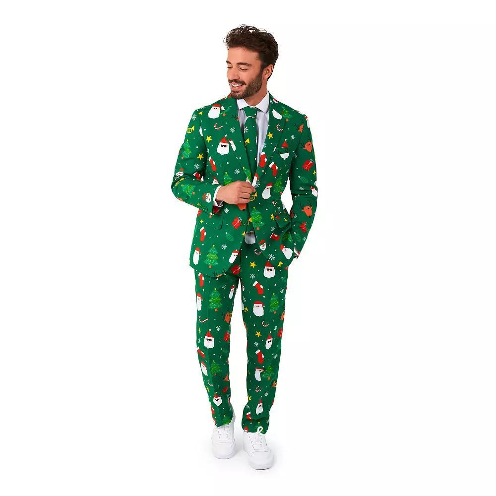 Men's OppoSuits Modern-Fit Christmas Suit & Tie Set, Size: 36 - Regular, Festivity Green Product Image