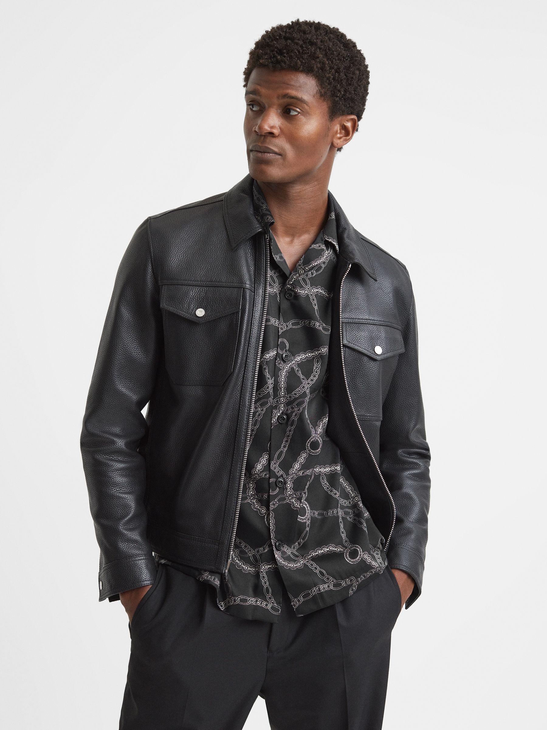 Chain Print Cuban Collar Shirt in Black Product Image