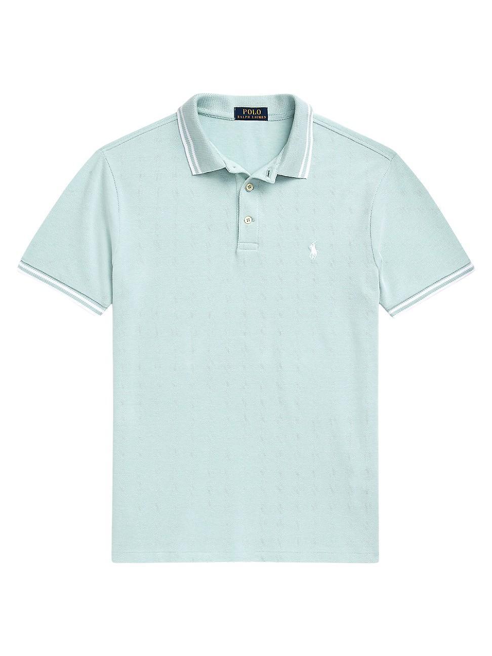 Polo Ralph Lauren Custom Slim Fit Stretch Mesh Polo Shirt (Celadon/White) Men's Short Sleeve Knit Product Image