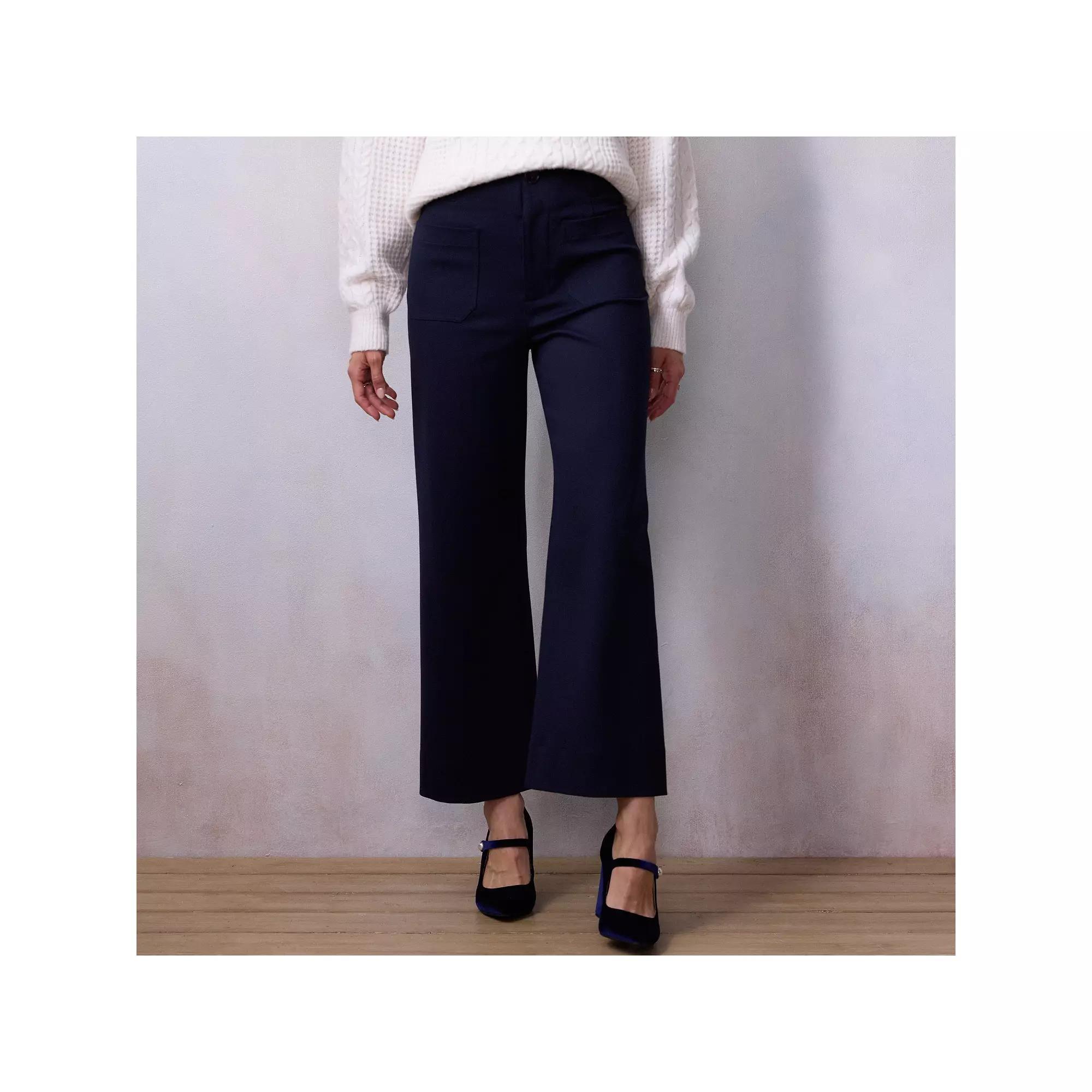 Women's LC Lauren Conrad Super High Rise Wildflower Wide Leg Crop Pants, Size: 2 T/Large, Blue Abundance Product Image