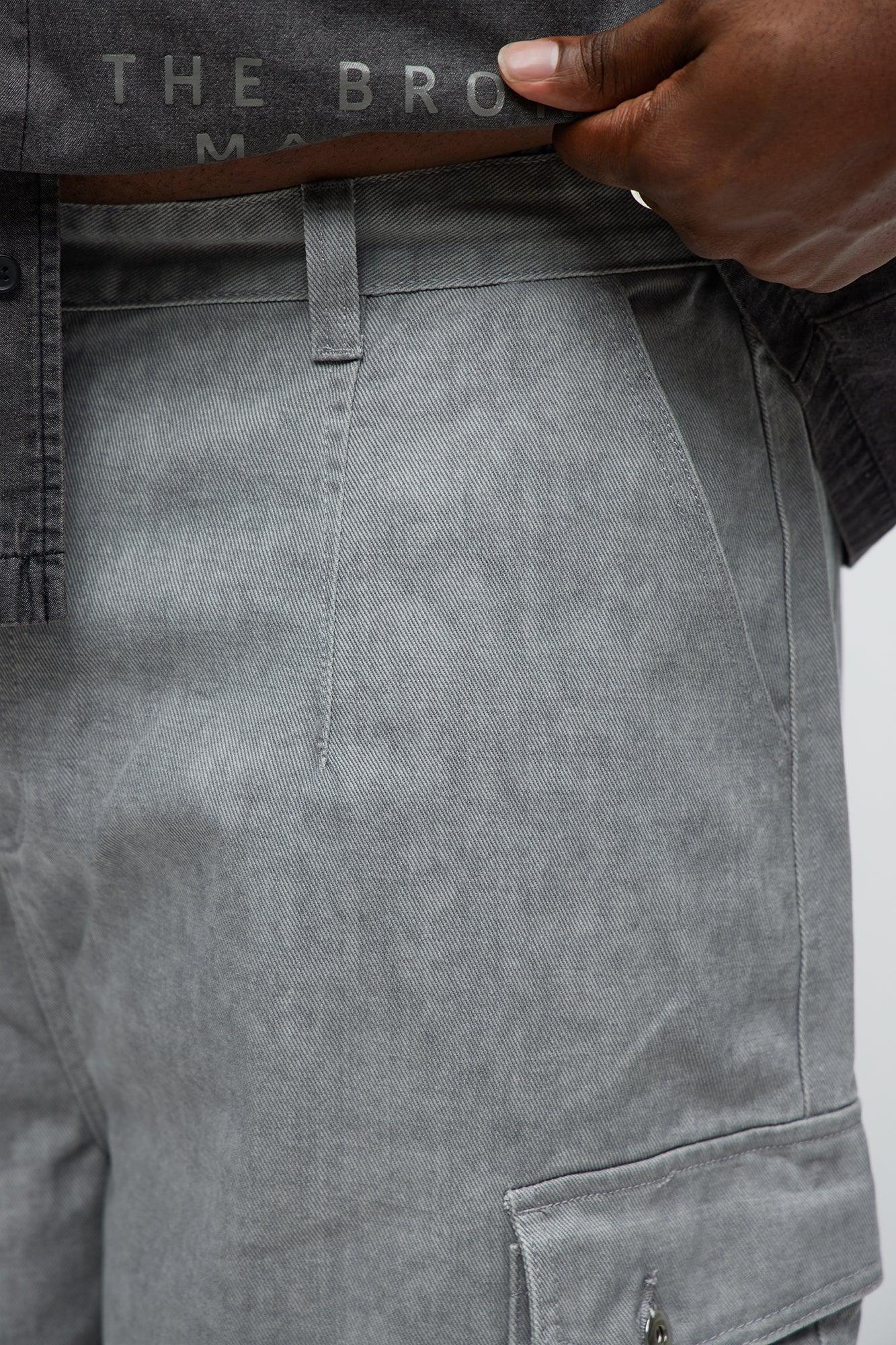 Long Cargo Relaxed Shorts - Grey Product Image