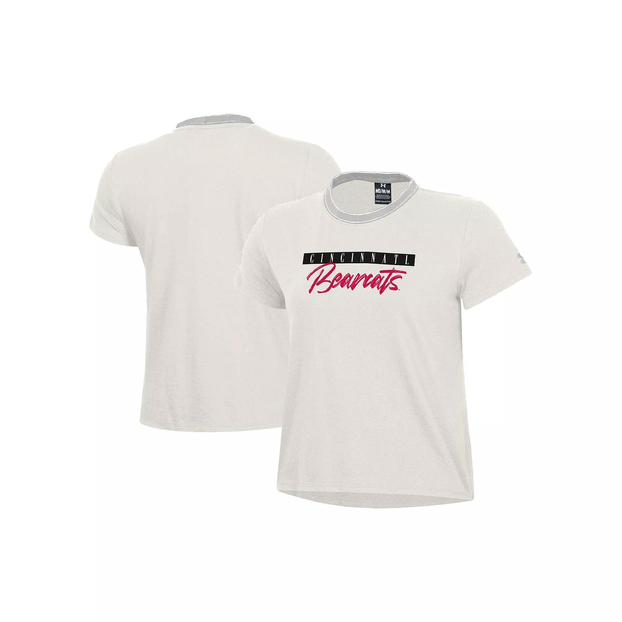 Women's Under Armour White Cincinnati Bearcats Iconic T-Shirt, Size: 2XL, Beige Product Image
