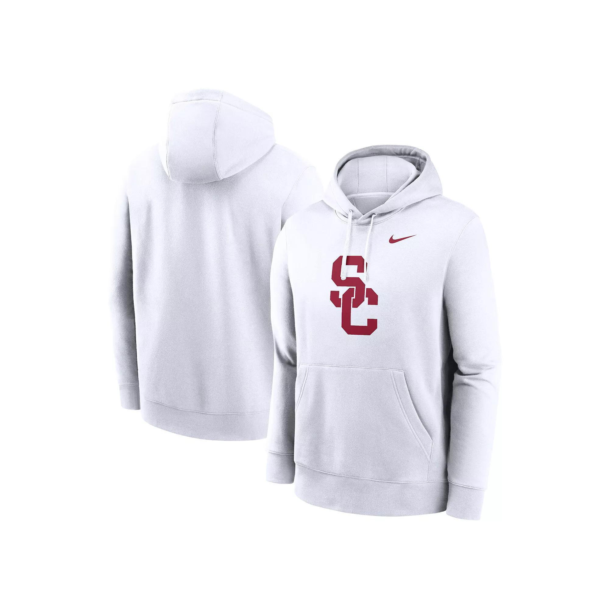 Men's Nike White USC Trojans Primetime Evergreen Club Fleece Pullover Hoodie, Size: 2XL Product Image