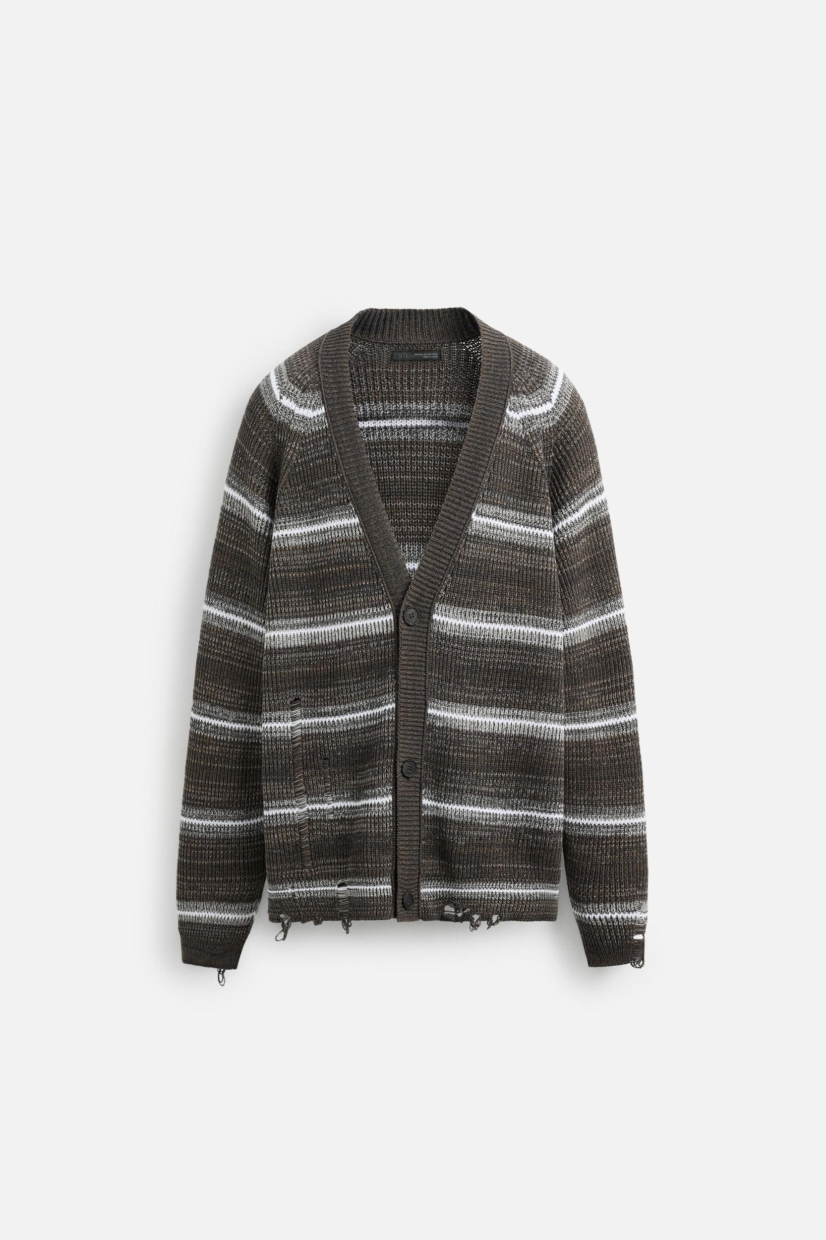 DISTRESSED STRIPED CARDIGAN Product Image
