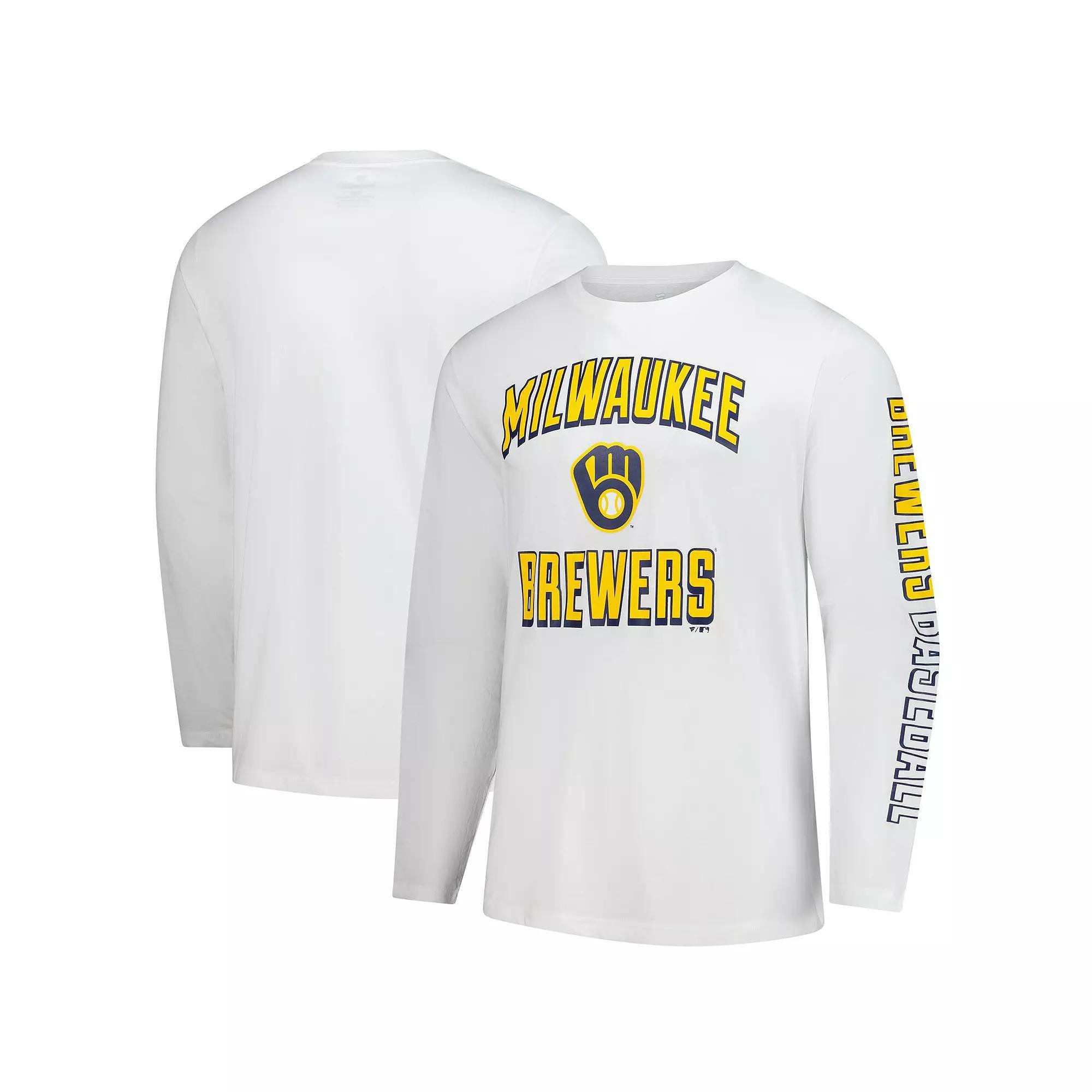 Men's Fanatics  White Milwaukee Brewers Long Sleeve T-Shirt, Size: Large Product Image