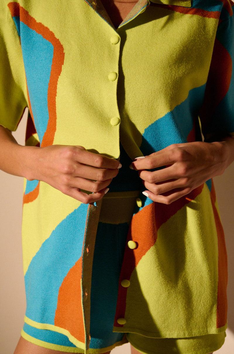 GET GROOVY KNIT BUTTON DOWN TOP Product Image
