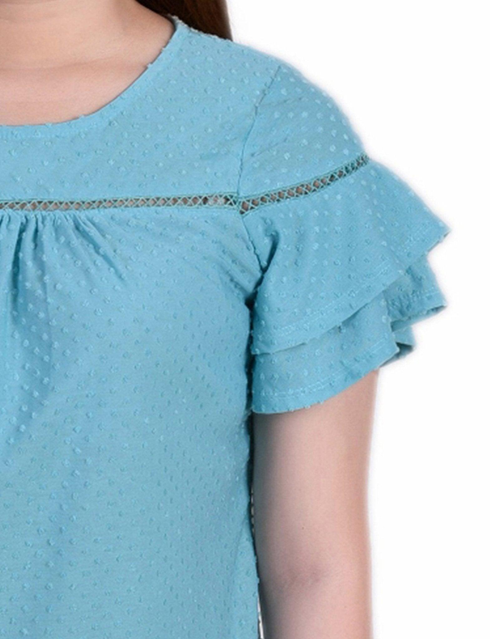 Capri 3/4 Sleeve Blouse With Necklace - Petite Product Image