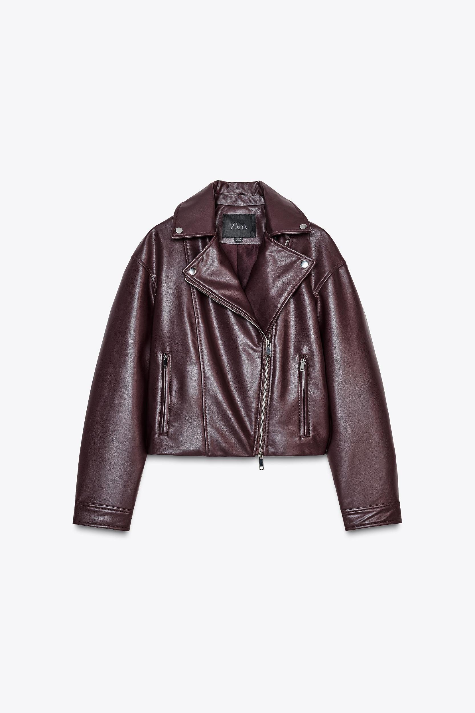 FAUX LEATHER CROP BIKER JACKET Product Image