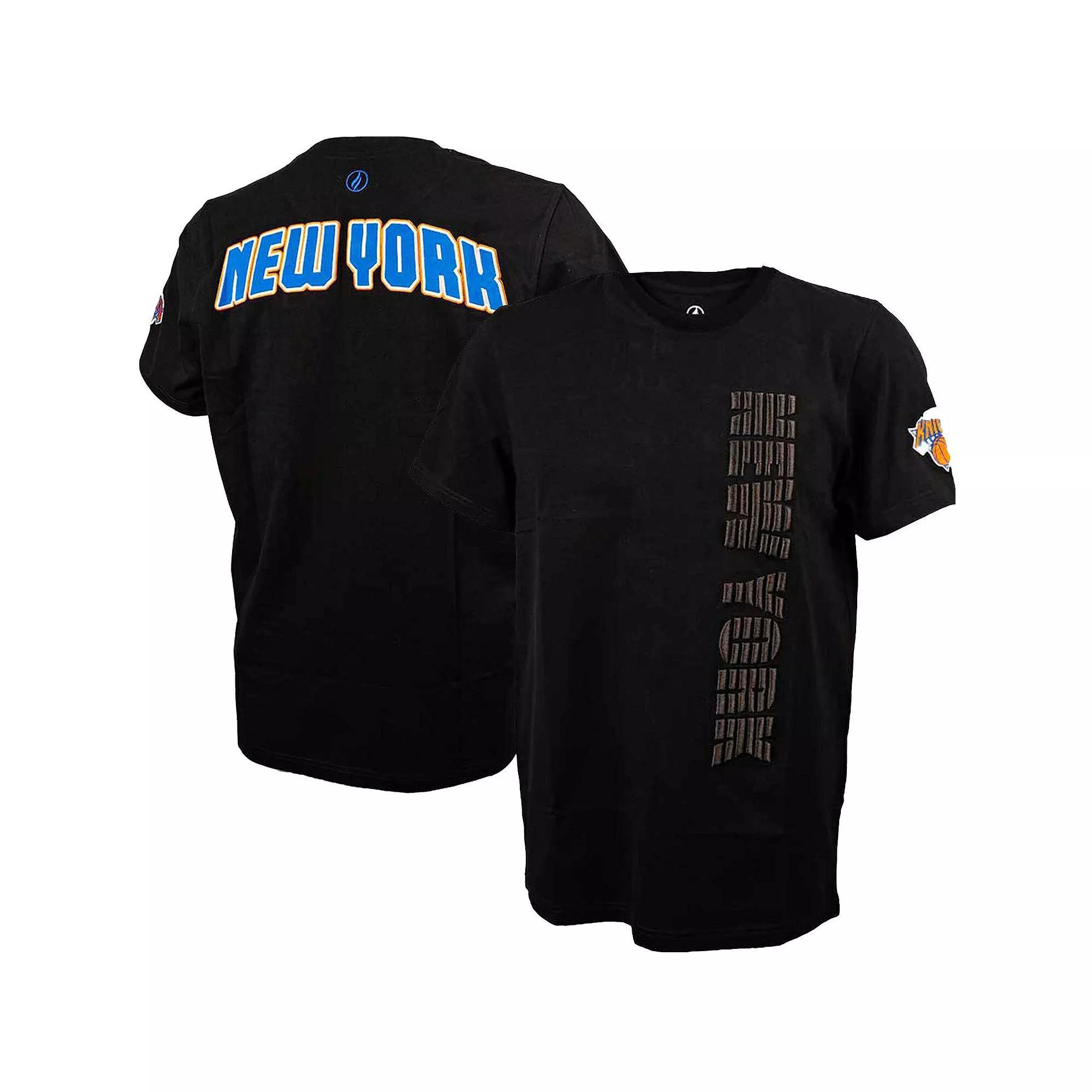 Men's FISLL  Black New York Knicks 3D Puff Print Sliced Logo T-Shirt, Size: Small Product Image