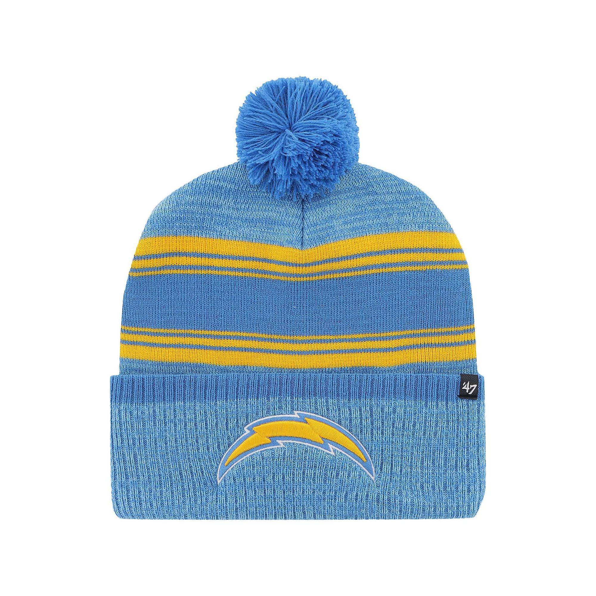 Men's '47 Powder Blue Los Angeles Chargers Fadeout Cuffed Knit Hat with Pom, Light Product Image