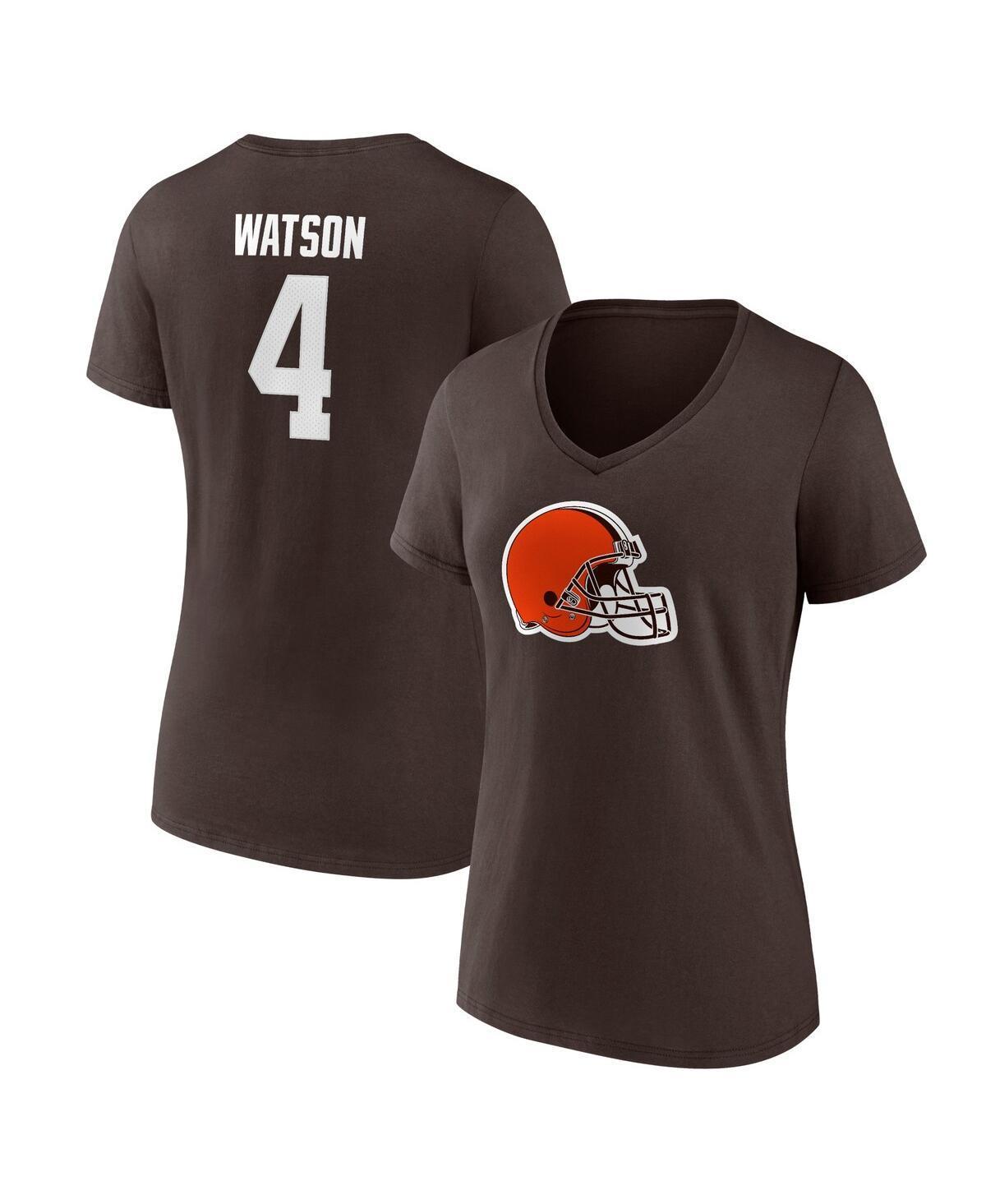 Women's Fanatics Branded Deshaun Watson Brown Cleveland Browns Player Icon Name & Number V-Neck T-Shirt, Size: 2XL Product Image