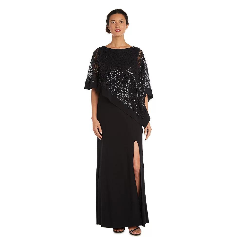 Women's R&M Richards Lace Poncho Evening Gown, Size: 10, Black Product Image