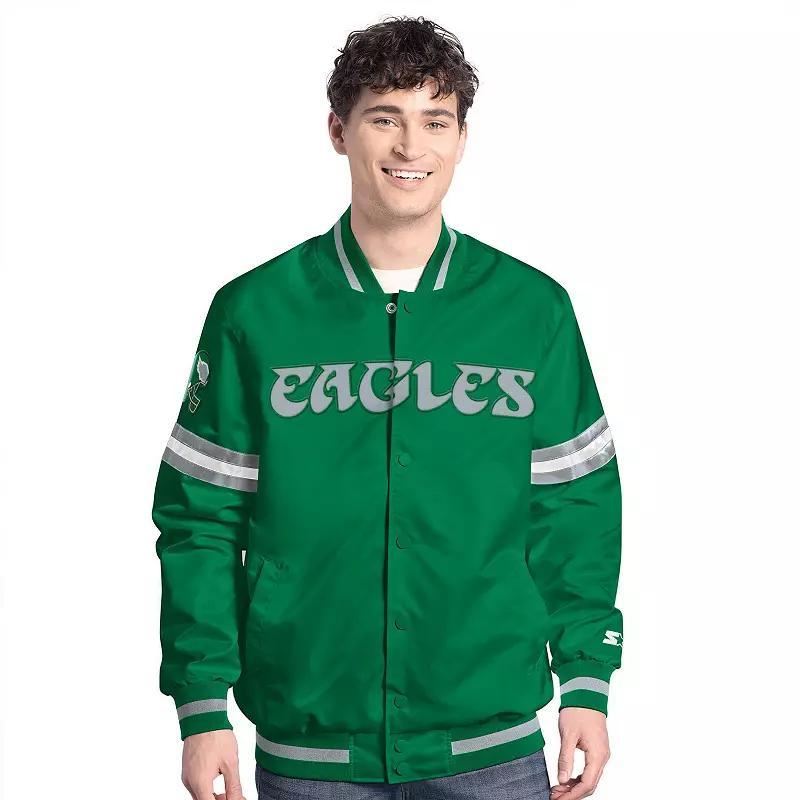 Men's Starter  Navy Cleveland Guardians Scout Full-Snap Varsity Jacket, Size: Small, Grd Blue Product Image