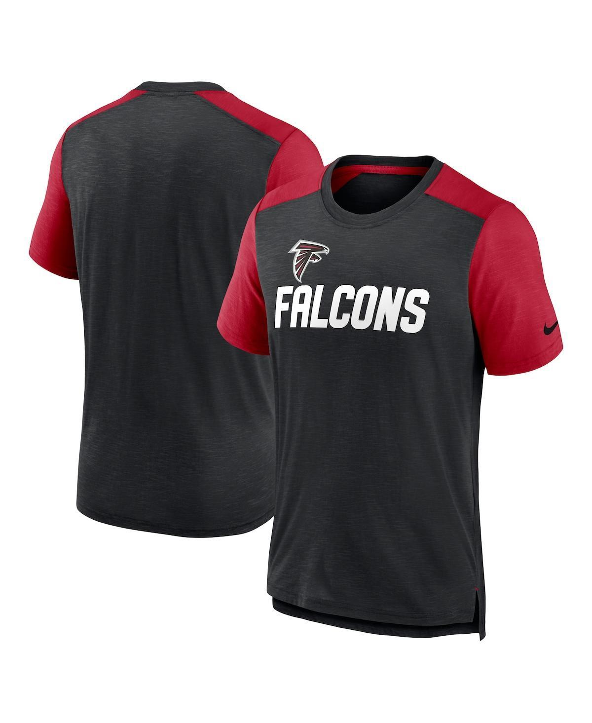 Men's Nike Heathered Black/Heathered Red Atlanta Falcons Color Block Team Name T-Shirt, Size: Large, Charco Product Image