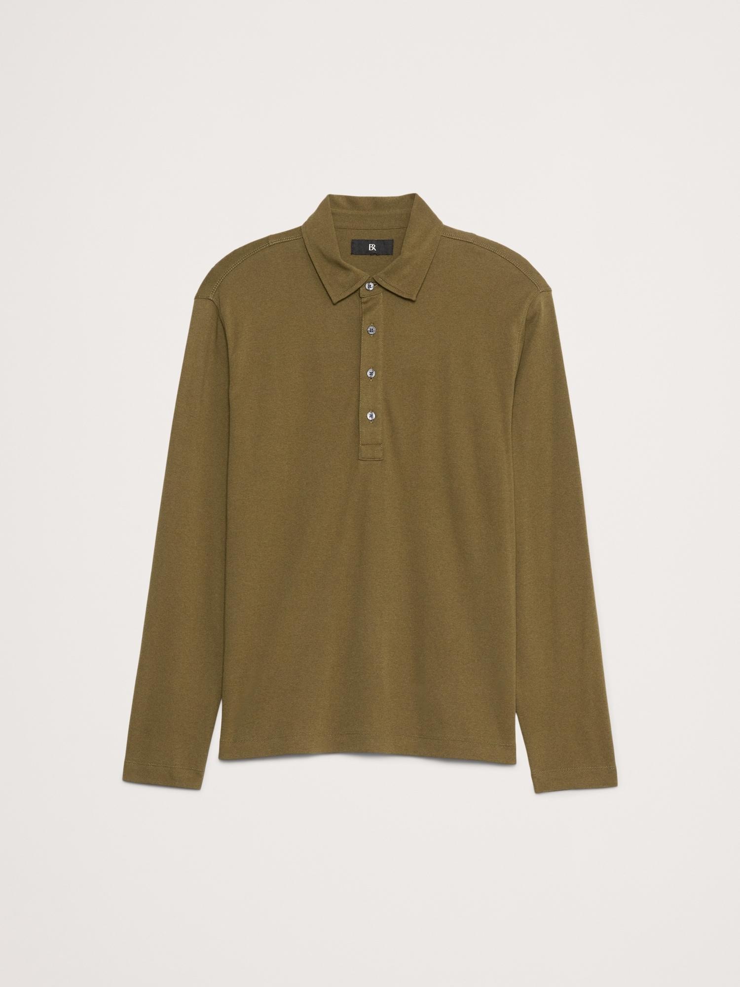 Luxury-Touch Long-Sleeve Polo Product Image