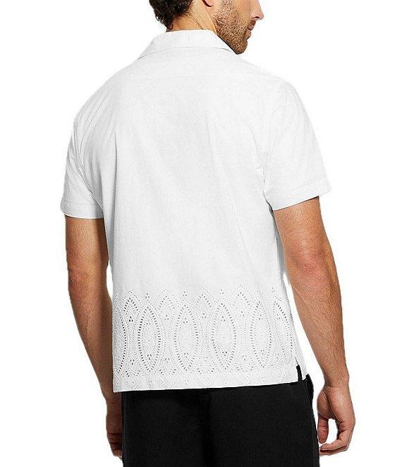 Guess Poplin Border Eyelet Short Sleeve Shirt Product Image