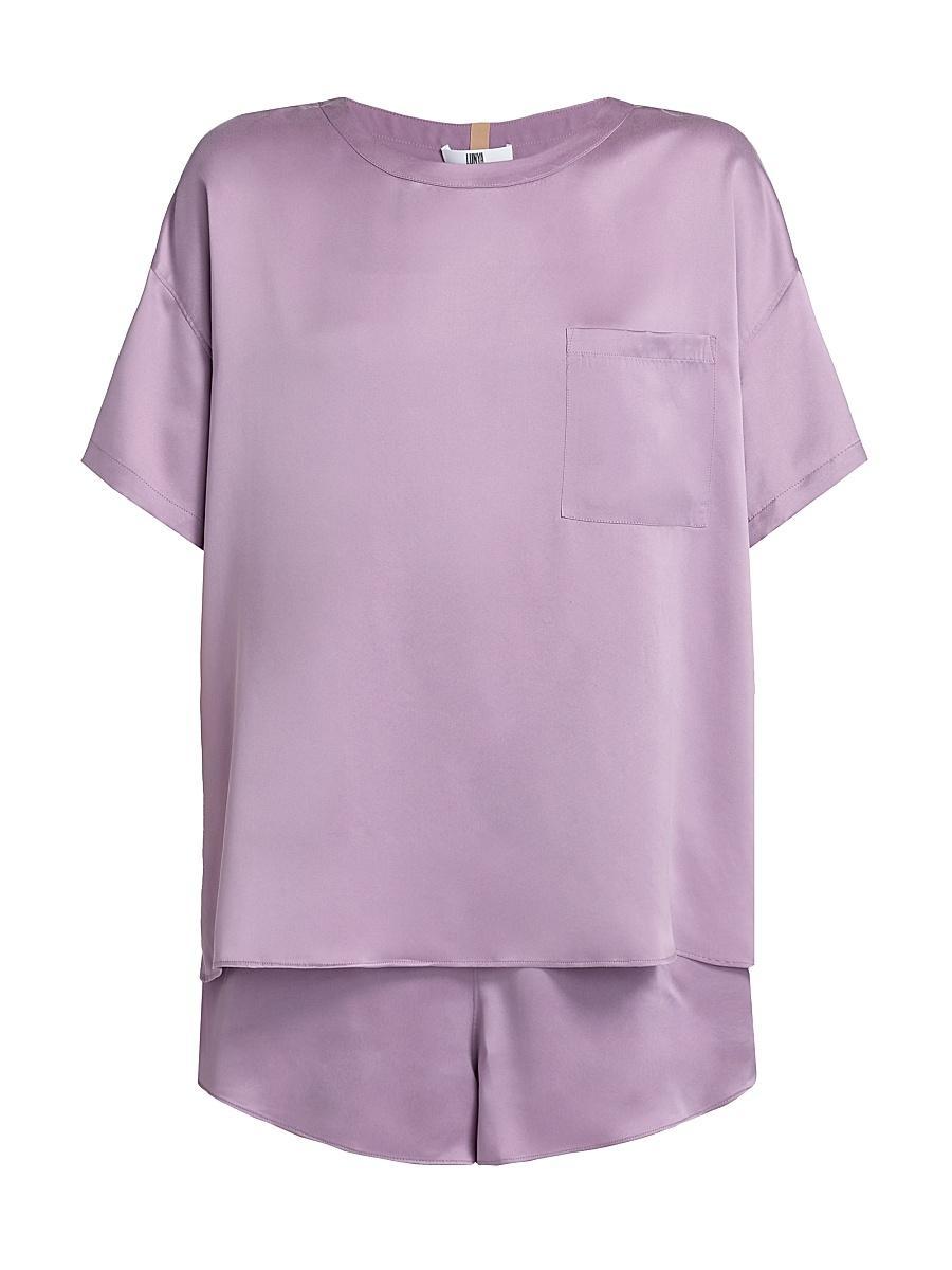 Womens Washable Silk T-Shirt & Shorts Set Product Image