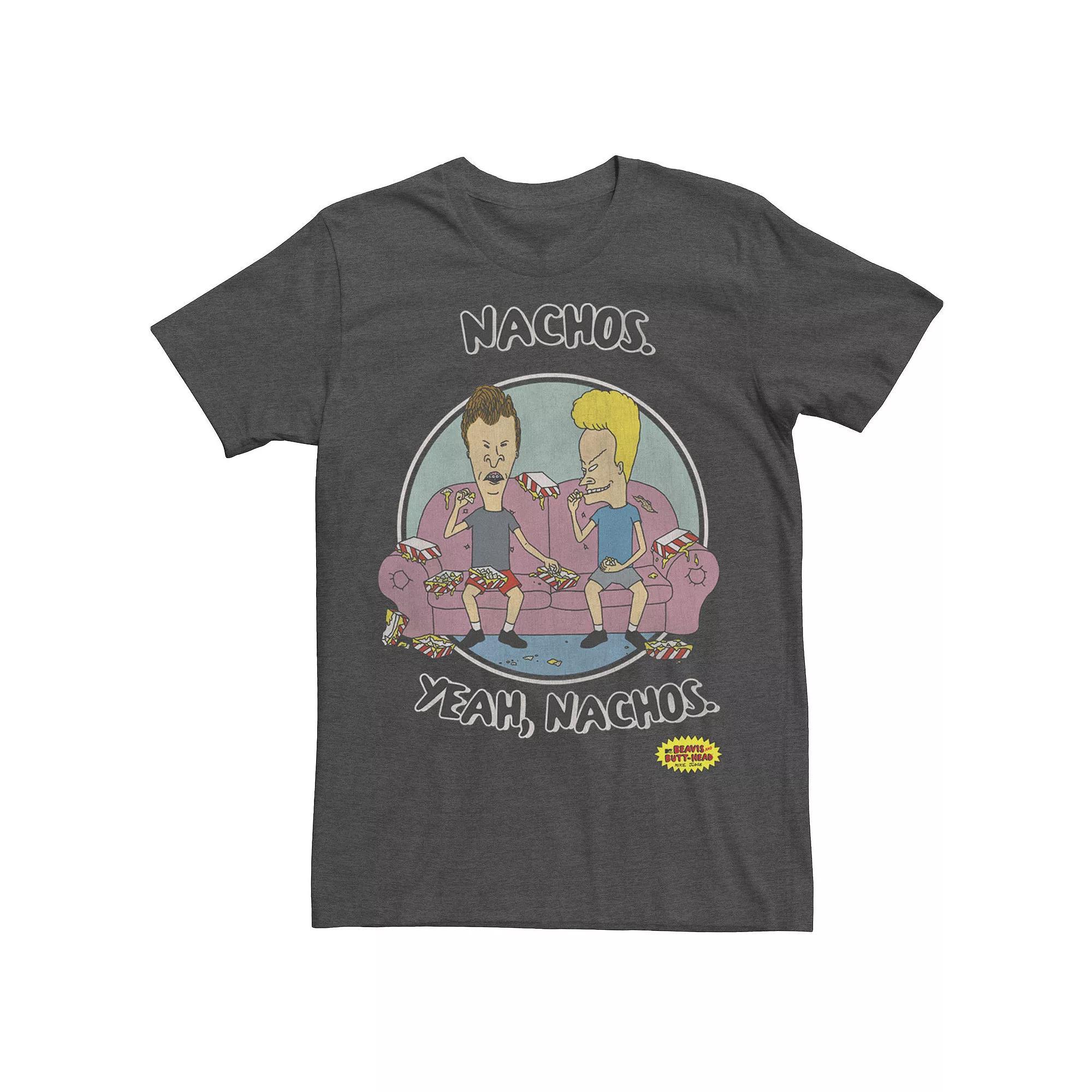 Men's Beavis And Butt-Head "Nachos Yeah Nachos" Portrait Tee, Size: Large, Grey Heather Product Image