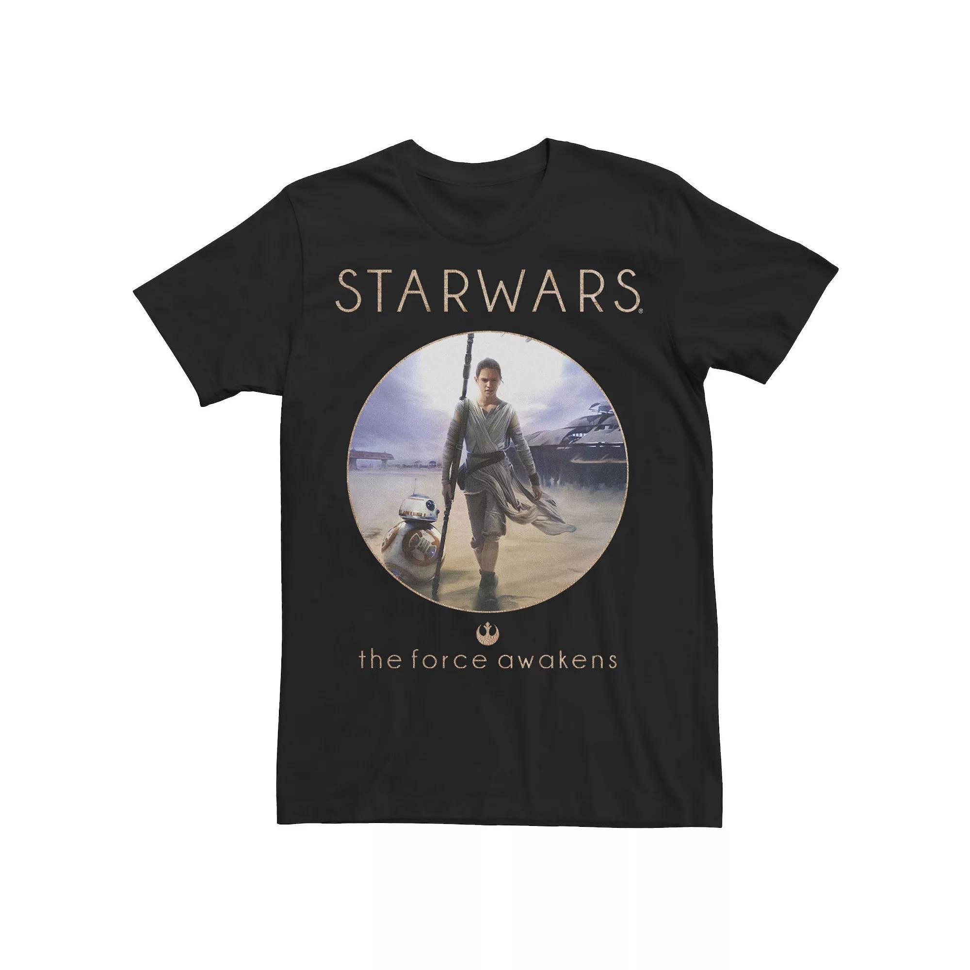 Men's Star Wars The Force Awakens Rey Poster Tee, Size: XL, Black Product Image