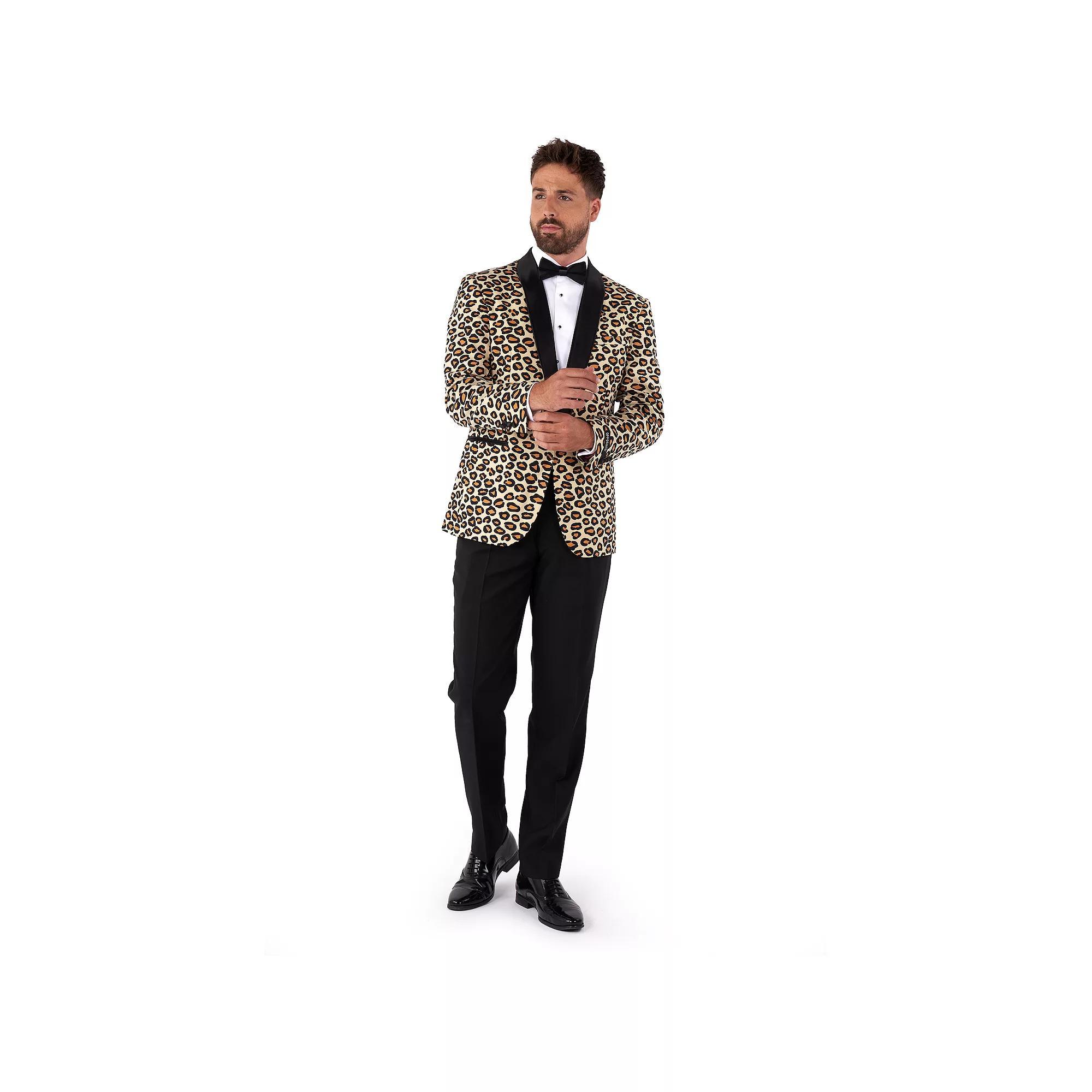 Mens OppoSuits Goldy Dots Metallic Polka Dots Tuxedo Modern-Fit Novelty Suit & Tie Set Product Image