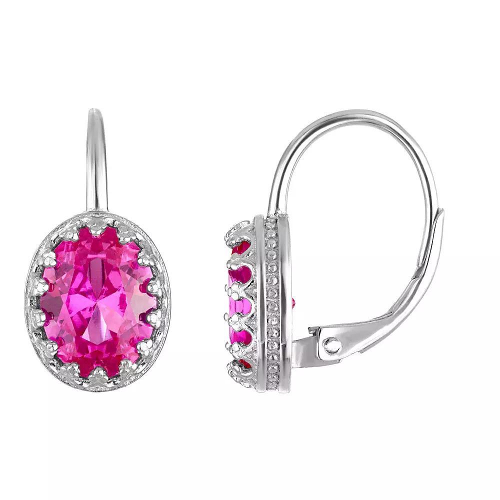 Designs by Gioelli Sterling Silver Gemstone Leverback Earrings, Women's, Cr Red Product Image