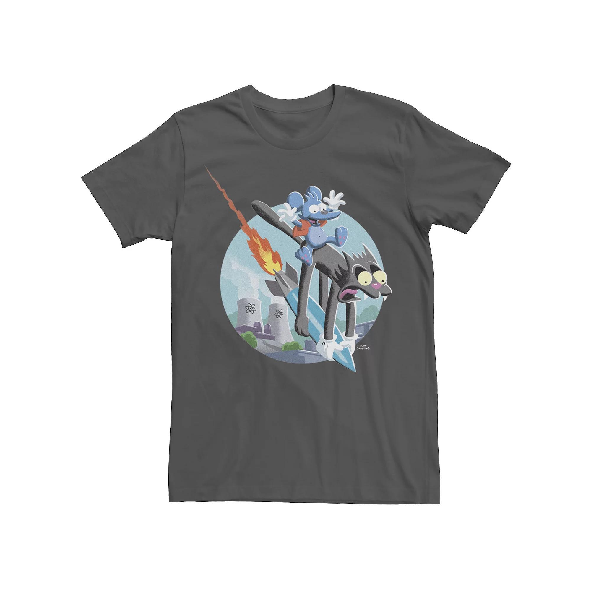 Men's The Simpsons Itchy & Scratchy Missile Ride Tee, Size: XL, Grey Product Image