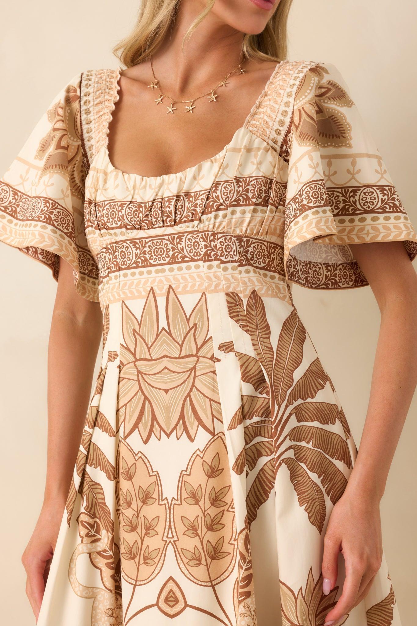 Aylaya Beige Multi Print Cotton Lisbon Maxi Dress Product Image