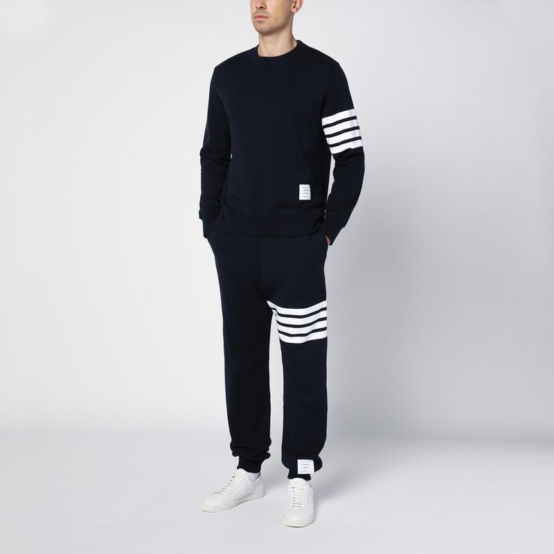 THOM BROWNE Light Grey Cotton Jogging Trousers In Gray Product Image