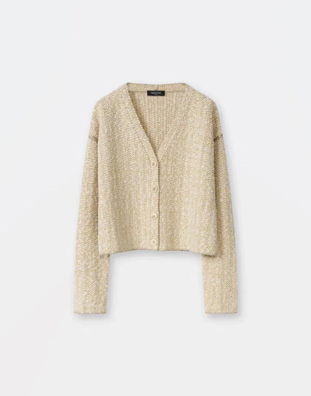 FABIANA FILIPPI Boxy Button-down Metallic Tweed Cardigan In Yellow Product Image