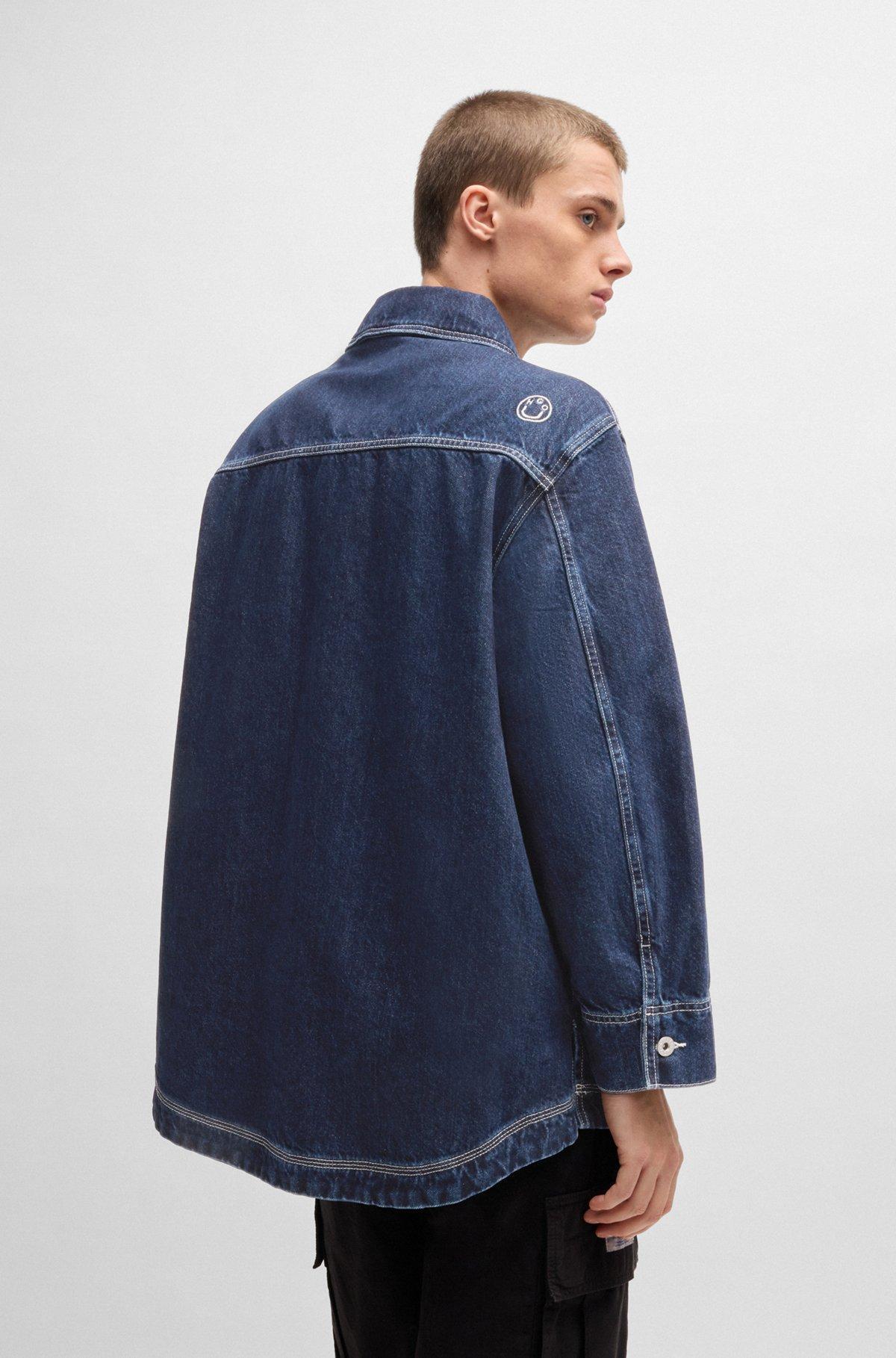 Oversize-fit denim jacket with contrast stitching Product Image